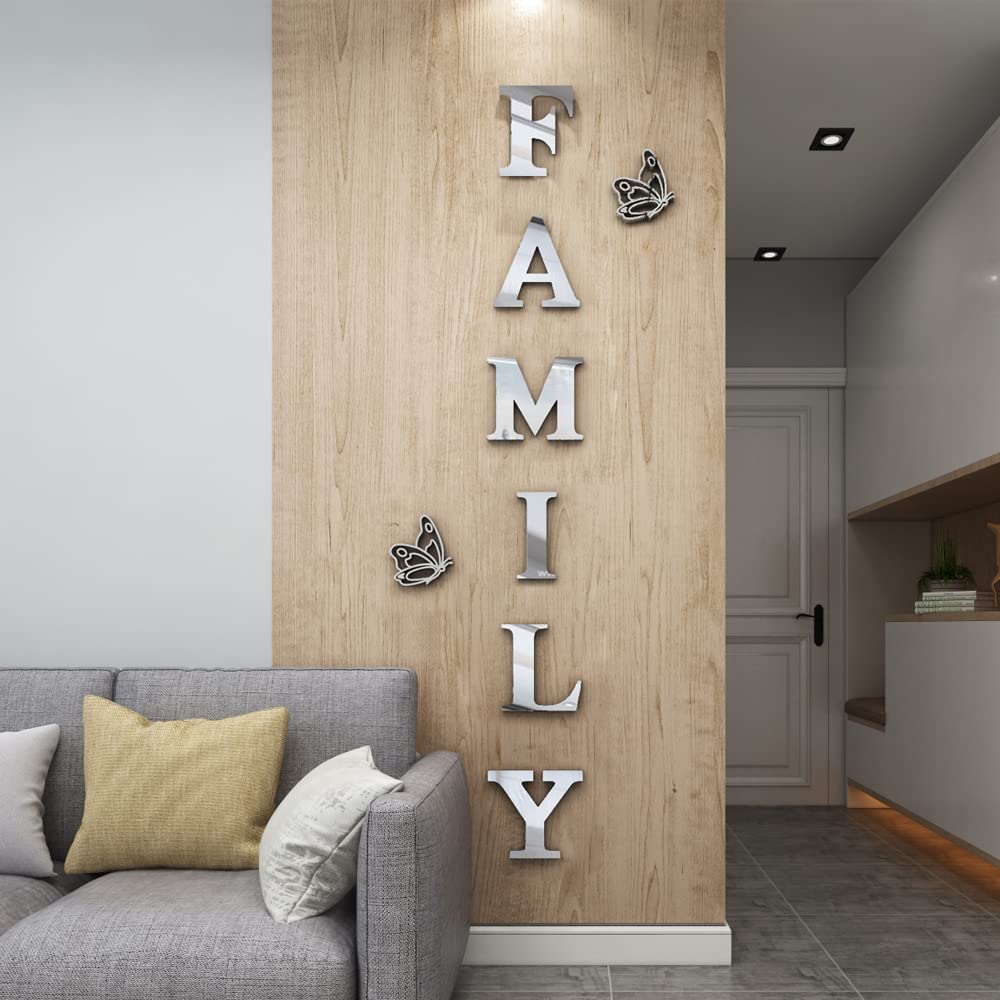 Acrylic Mirror Wall Stickers - Silver 61x23 for Living Room & Bedroom Decor