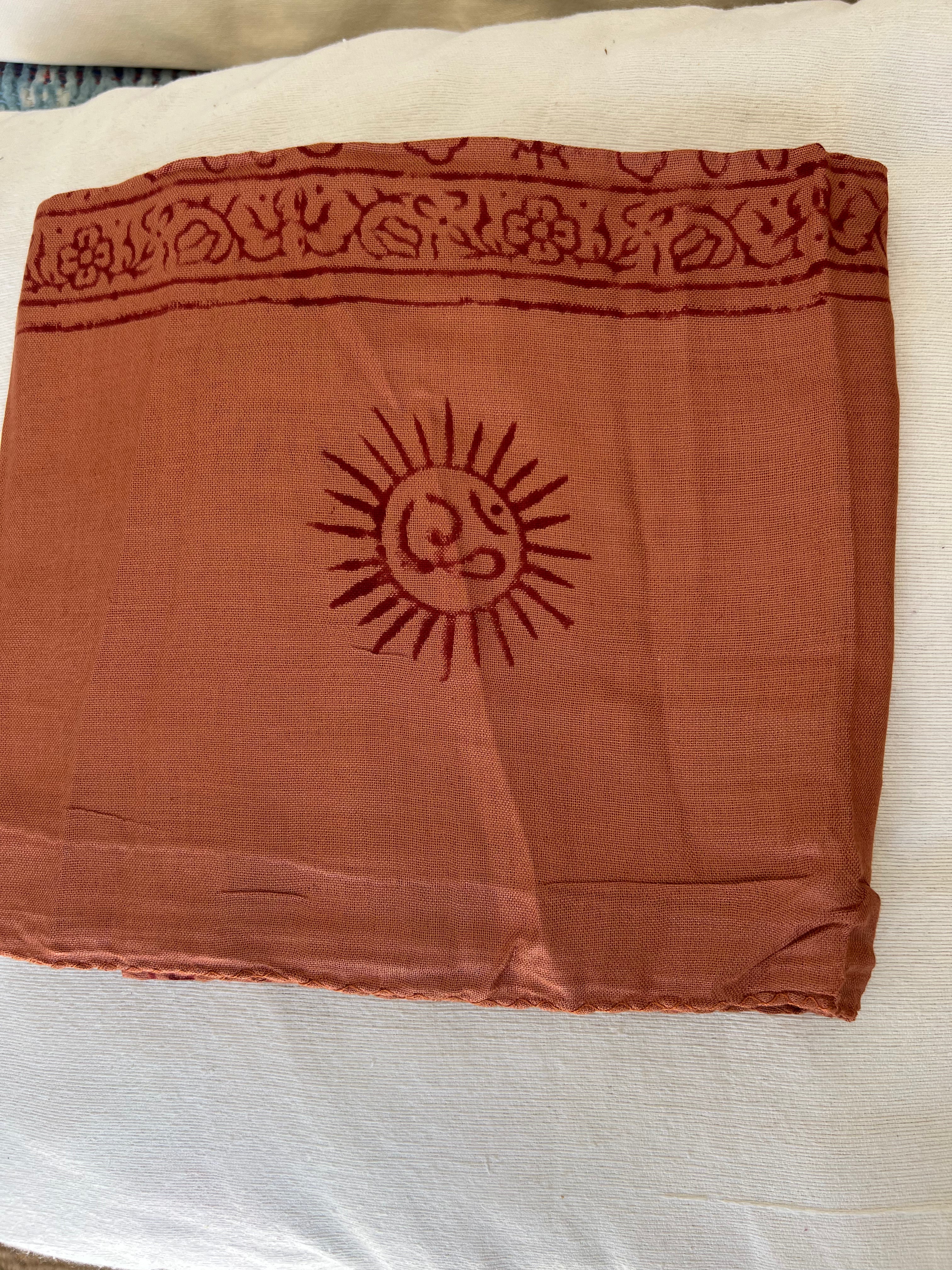 Om Big Size Sarong Pareo Shawl in Rust Brownish - Beach Cover-Up, Yoga Wrap, Summer Scarf, Boho Fashion Accessory