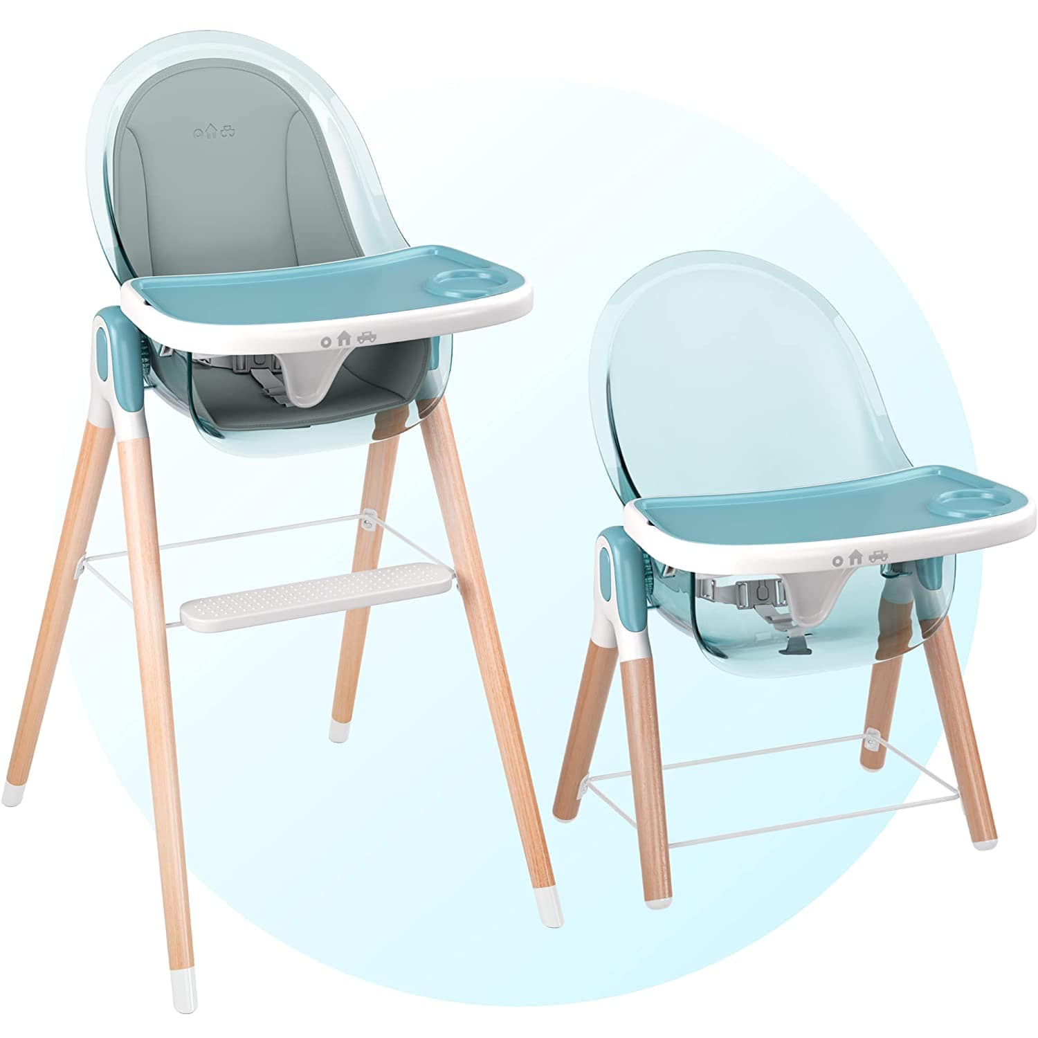 Premium Deluxe High Chair for Babies & Toddlers with Removable Cushion - Adjustable Height & Easy Clean for Dining, Feeding & Playtime