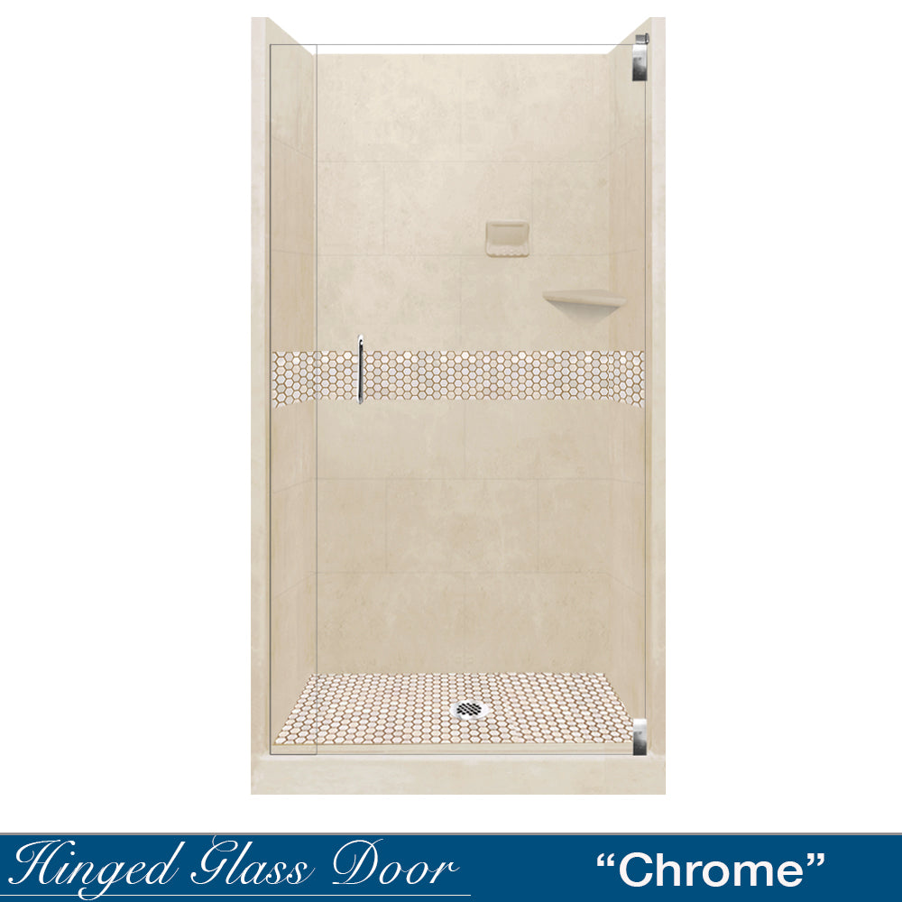Alcove Desert Sand Sistine Stone & Honey Hex Mosaic Tile Accent - DIY Shower Remodel Kit for Bathroom Wall & Floor Backsplash | Perfect for Home Renovation & Spa Style Decor