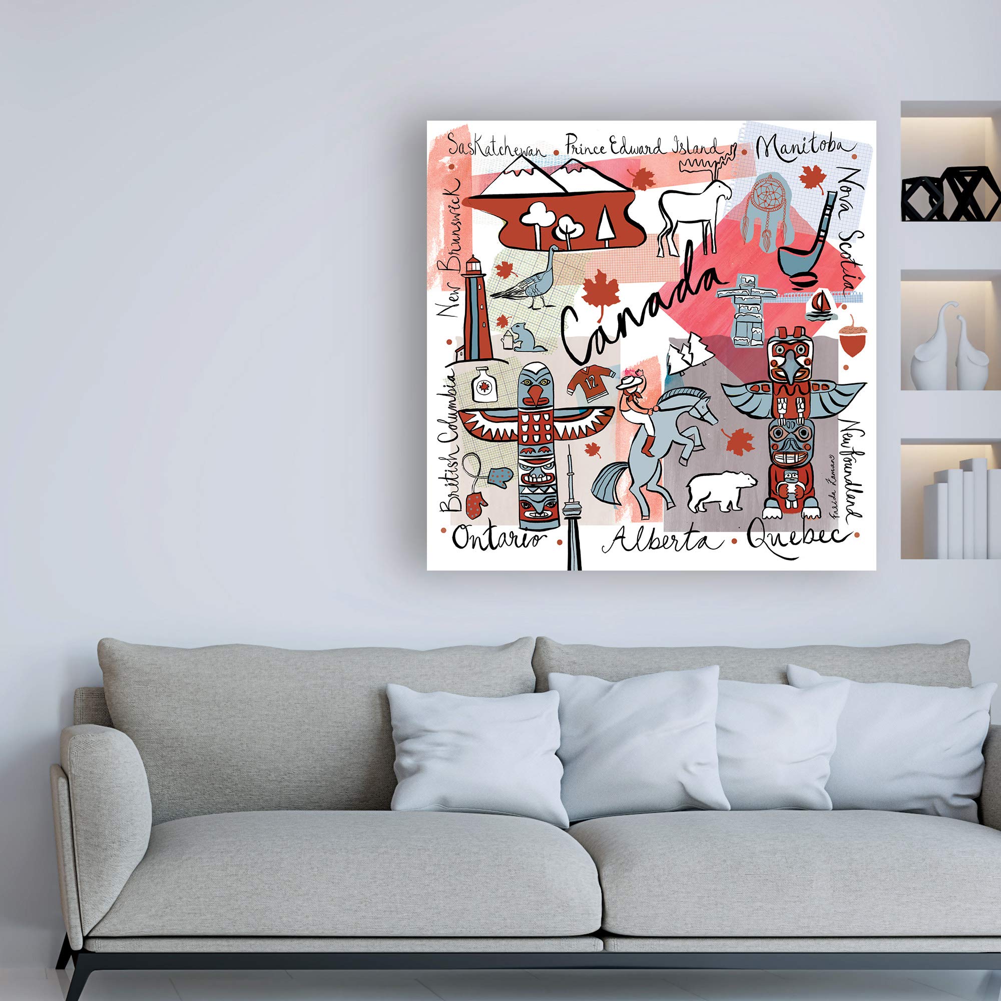 Trademark Fine Art 18x18 Global Travel VII by Farida Zaman - Stunning Wall Art for Home & Office Decor, Perfect for Living Room, Bedroom or Travel Themed Spaces
