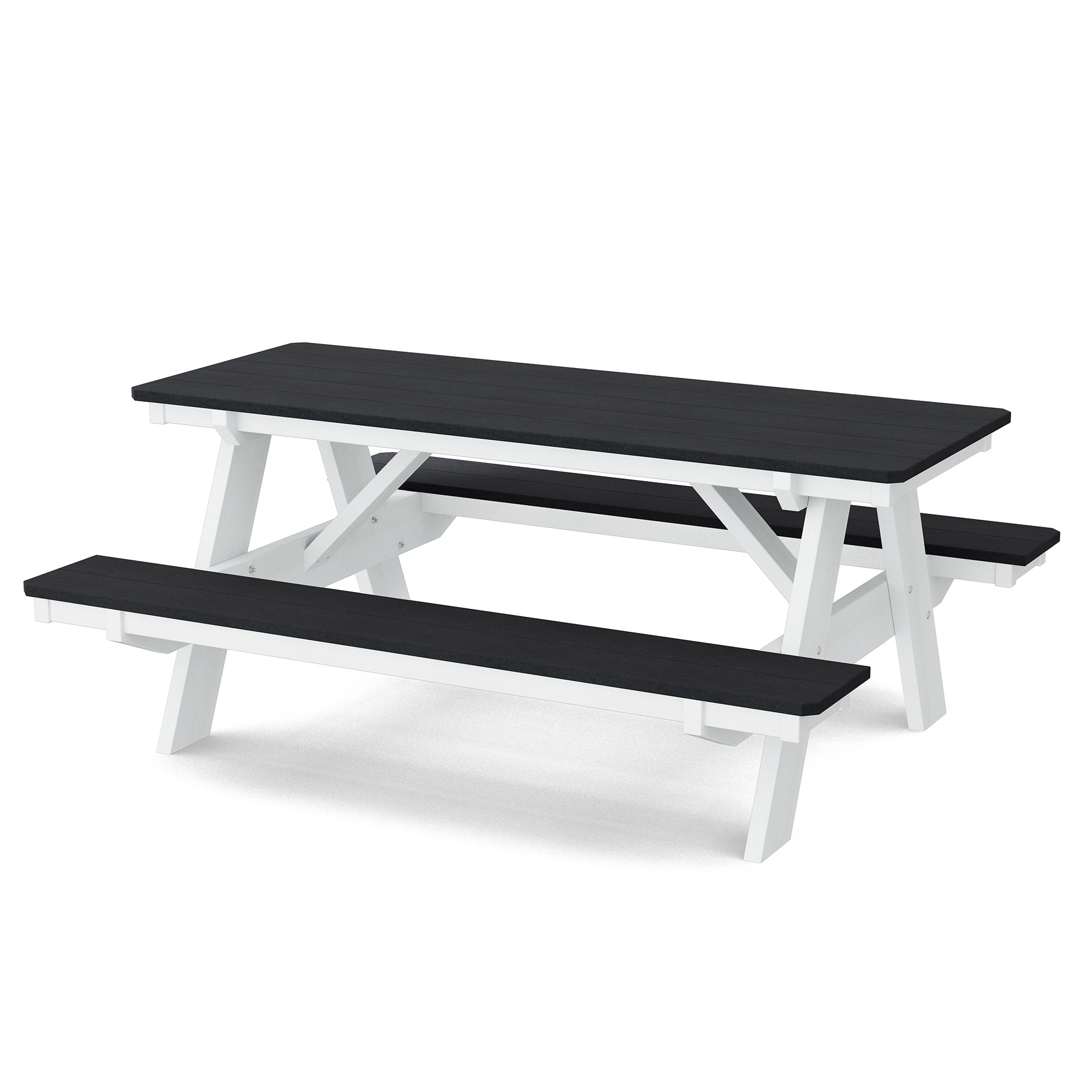 Heritage 72 Inch Outdoor Picnic Table with Attached Benches - Durable All-Weather Patio Furniture for Backyard, Garden, and Park Gatherings