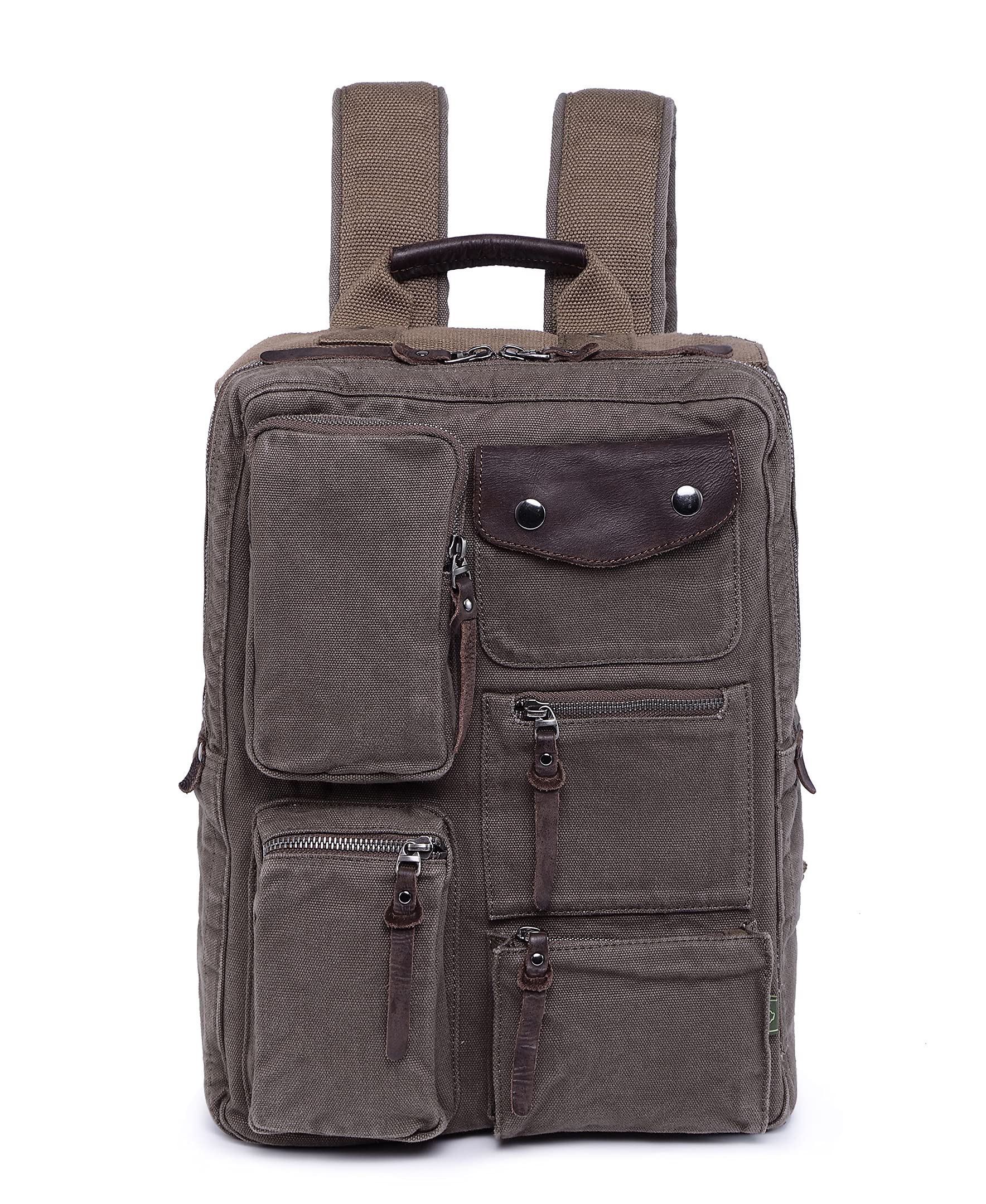 TSD Brand Ridge Valley Canvas Backpack - Durable Army Green School & Travel Backpack for Men & Women - Perfect for College, Hiking & Daily Commute