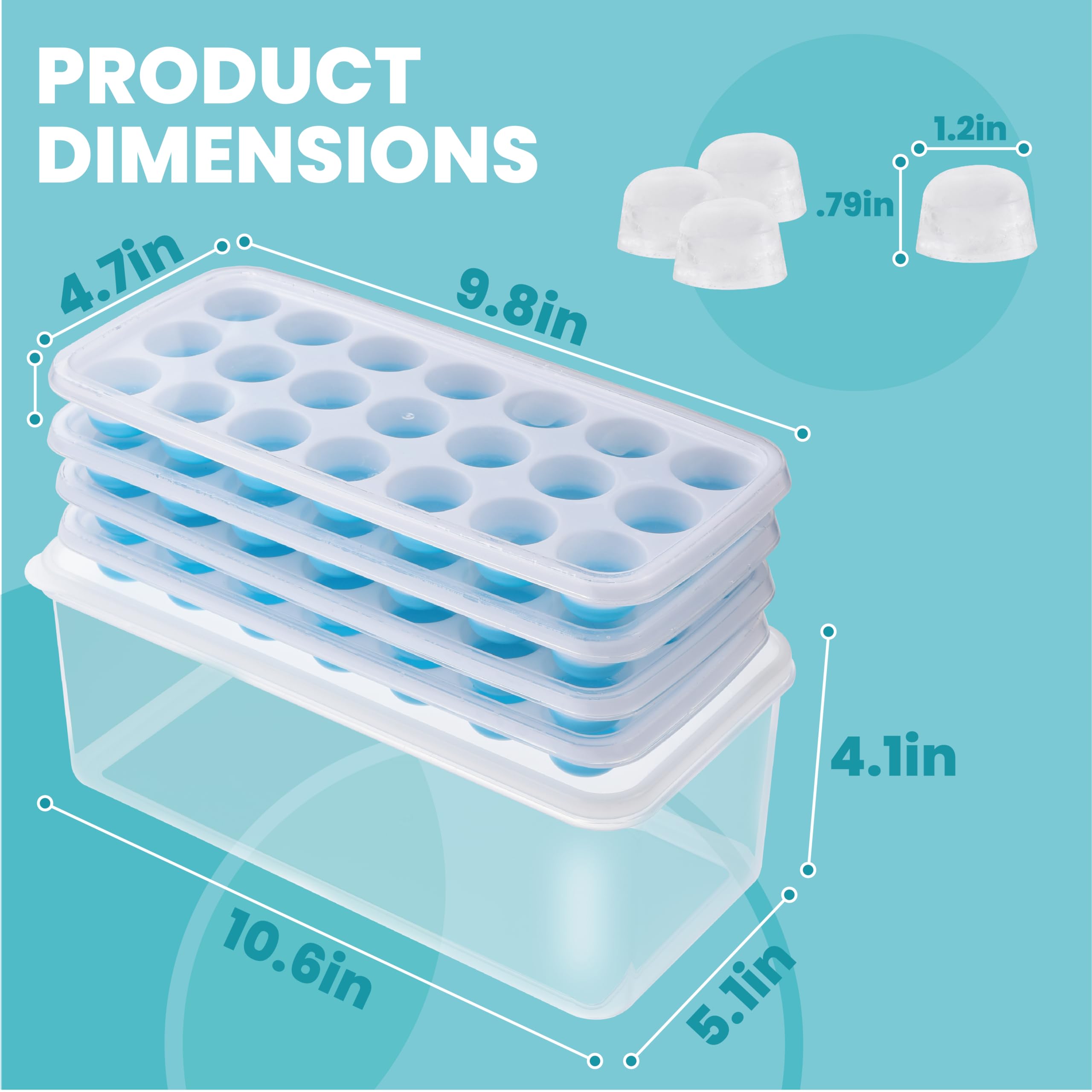 Yoove 4-Pack Silicone Ice Cube Trays with Lids & Storage Bin | BPA-Free Stackable Ice Cube Makers for Freezer | Easy Release Silicone Bottom | Includes Ice Bucket, Scoop & Tongs | Perfect for Cocktails, Iced Coffee & Party Drinks