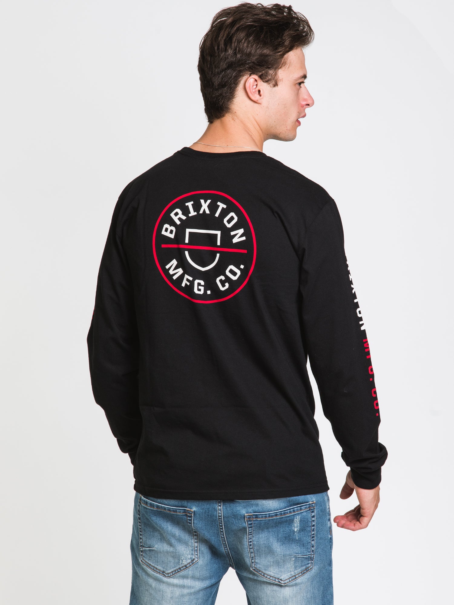 Brixton Crest Long Sleeve T-Shirt for Men - Soft Cotton Crewneck Tee - Casual & Streetwear Style - Perfect for Everyday Wear, Work, and Outdoor Activities