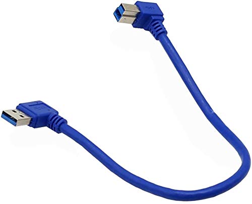 Seadream 1ft USB 3.0 Printer Cable - SuperSpeed USB A Male to USB B Male 90 Degree Angled Connector (Left & Right Angle) for HP, Epson, Canon Printers - Perfect for Tight Spaces & Home Office Setup
