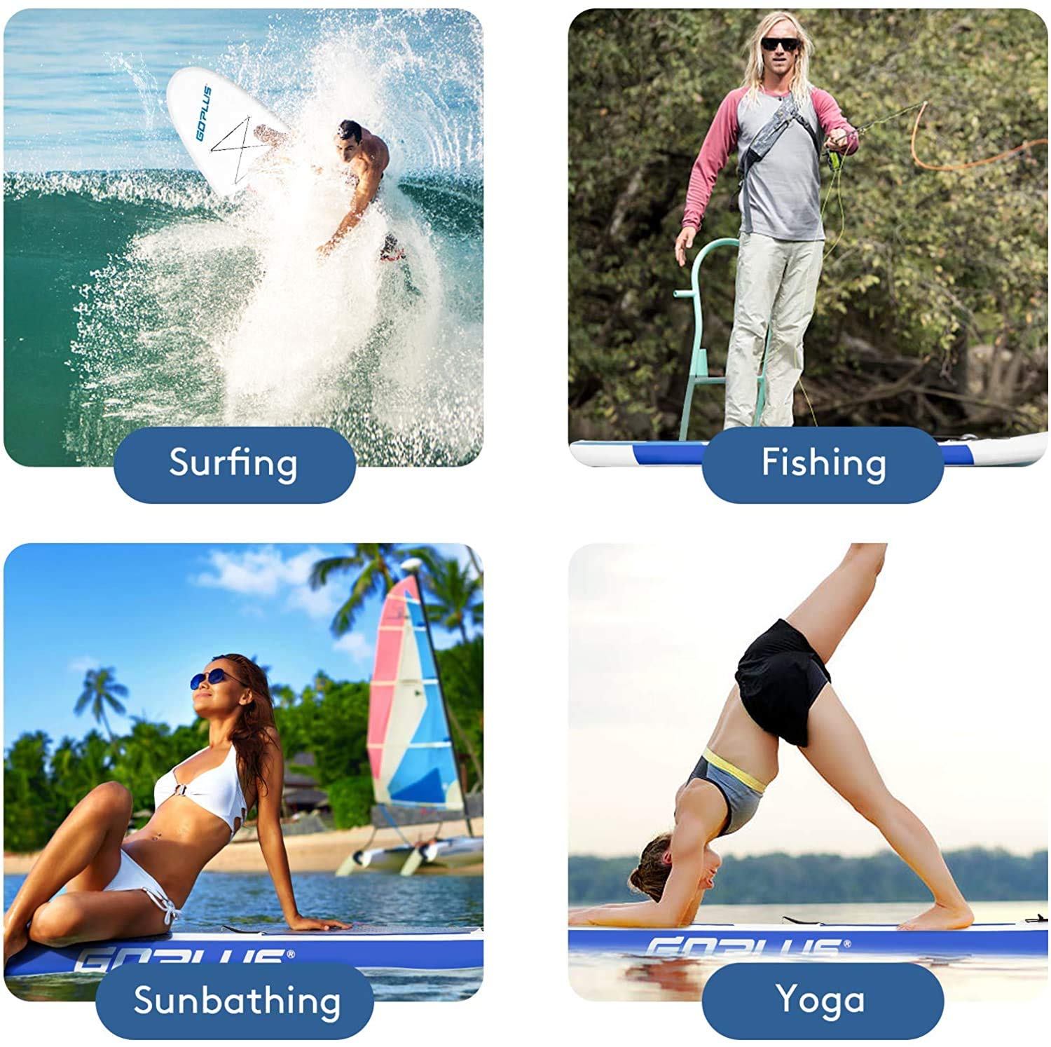 Goplus Inflatable Stand Up Paddle Board (10FT/10.5FT/11FT) - Premium SUP with Complete Accessory Pack Including Adjustable Paddle, Carry Bag, Bottom Fin, Hand Pump, Leash & Repair Kit - Perfect for Ocean, Lake & River Paddling Adventures
