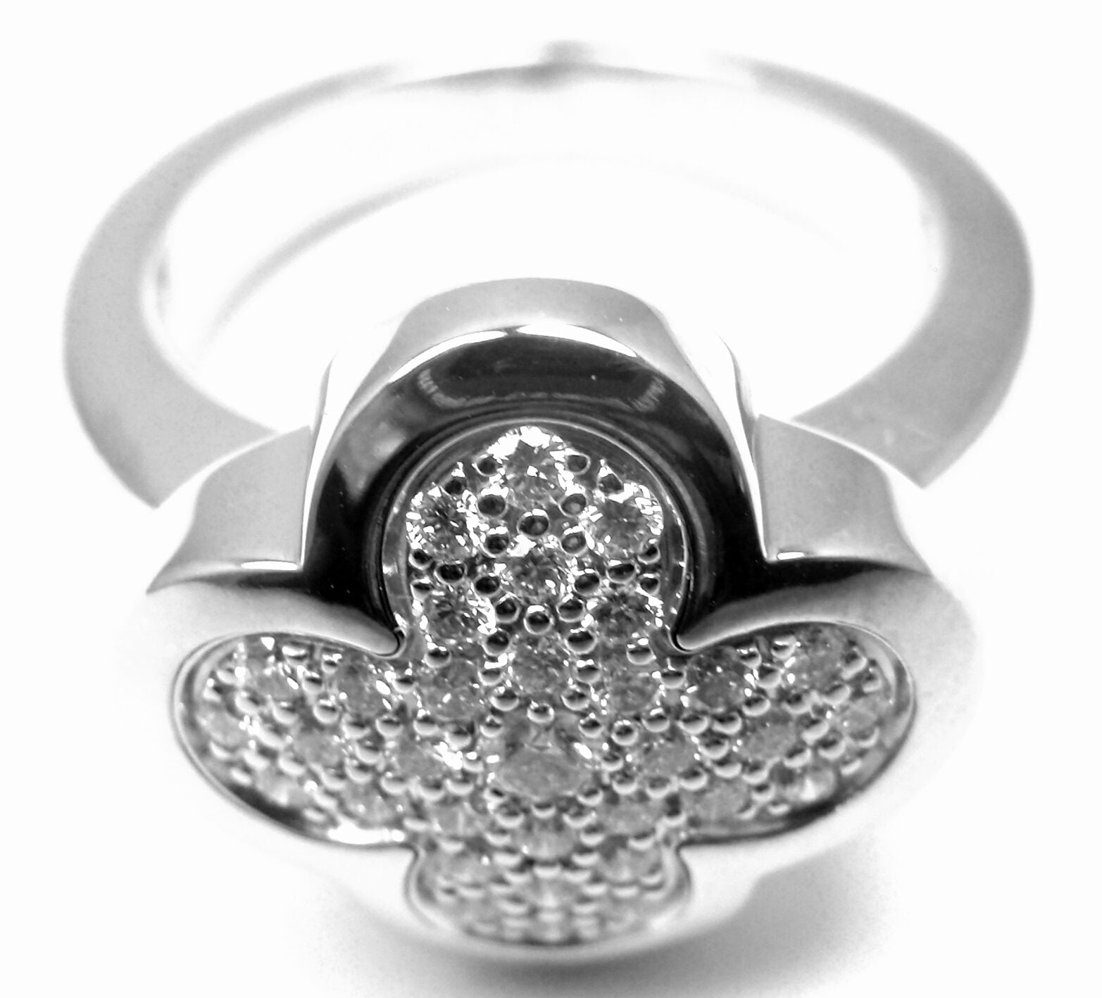 Authentic VAN CLEEF & ARPELS VCA 18k White Gold Diamond Pure Alhambra Ring - Luxury Jewelry for Women, Perfect for Weddings, Anniversaries & Special Occasions