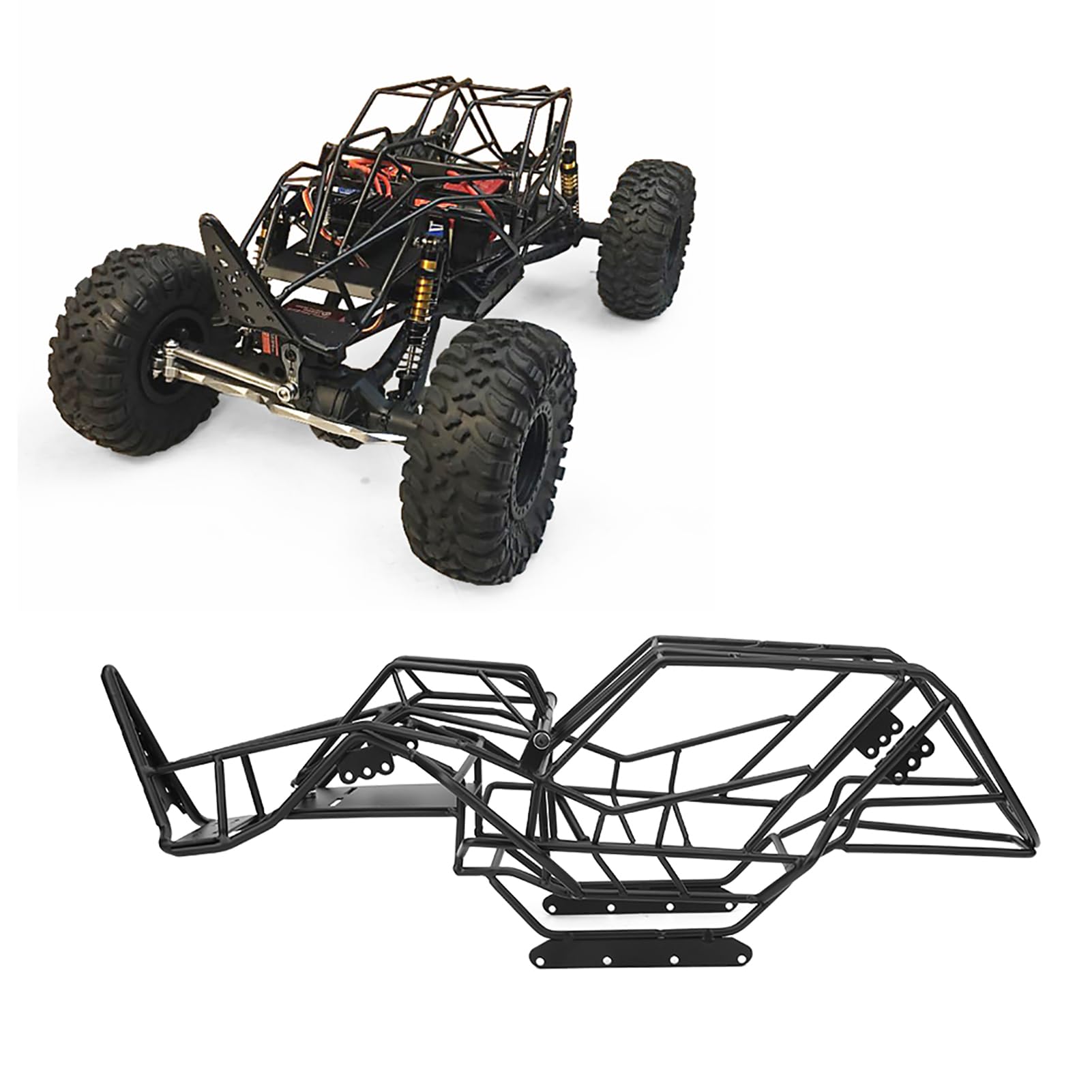 Black Metal Welding Roll Cage Frame Chassis for Wraith 1/10 Scale RC Crawler Car - Durable Off-Road Body Panels (Black) - Perfect for Rock Crawling, Trail Adventures & RC Racing
