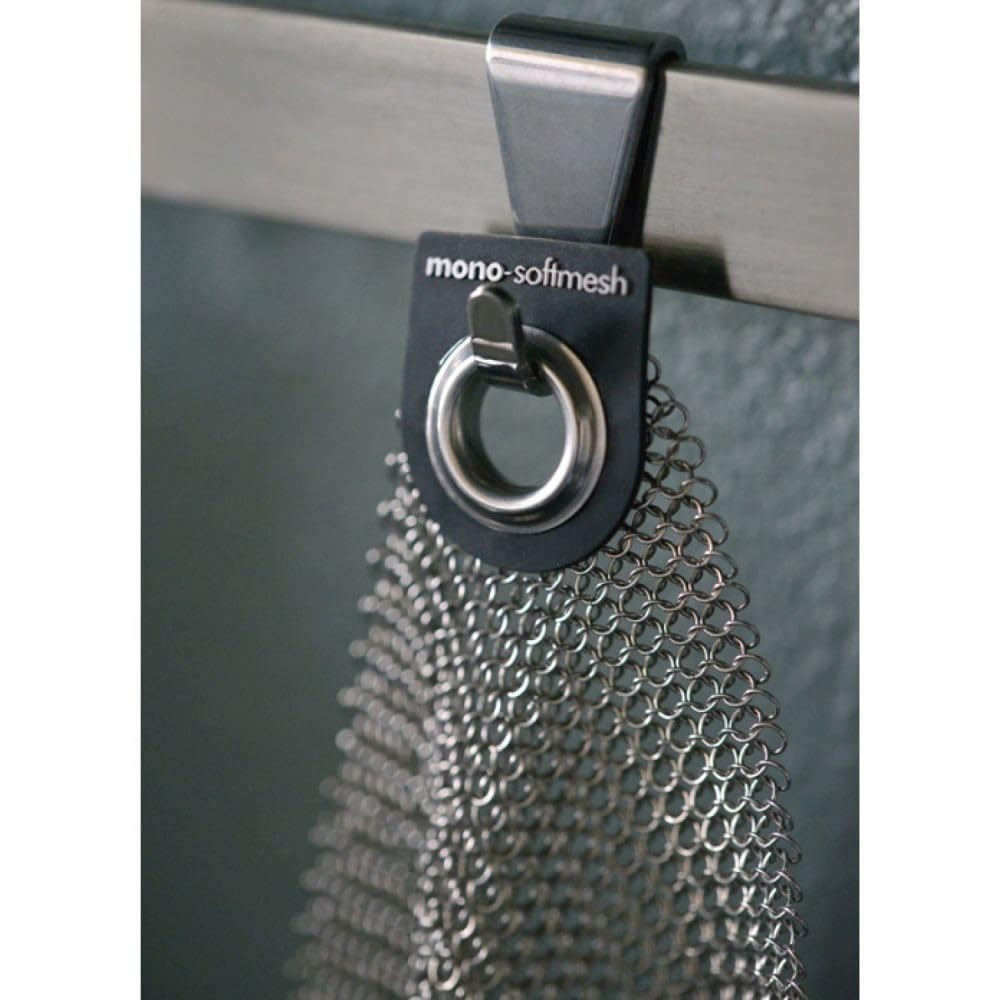 Premium Stainless Steel Soft Mesh Cleaning Scrubber with Hook - Gentle Scrubbing for Pots, Pans, Decanters, Grills & Crystal Glassware | Durable Kitchen Scrub Brush for Non-Stick Cookware, Stainless Steel Sinks & Delicate Surfaces | 10-Pack (700 Grit)