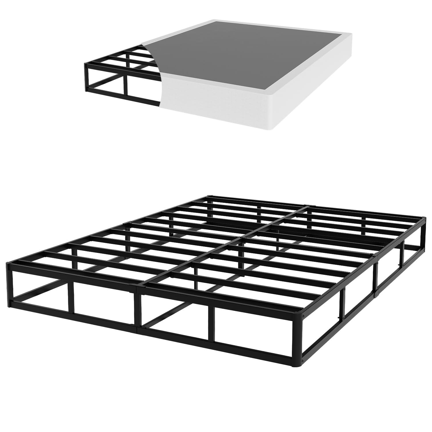 9 Inch King Box Spring - High Profile King Size Mattress Foundation with Sturdy Metal Frame - Easy Assembly & Noise-Free Support - Perfect for Bedroom, Guest Room & Dorm Use