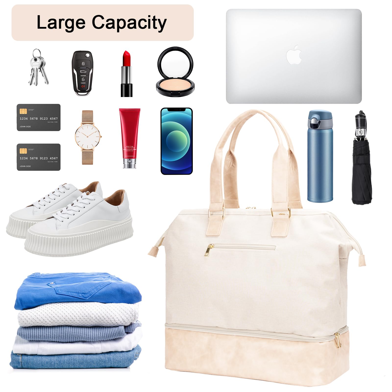 Mini Weekender Bag for Women - Rose Red Travel Duffel, Perfect for Weekend Getaways, Gym, and Overnight Trips
