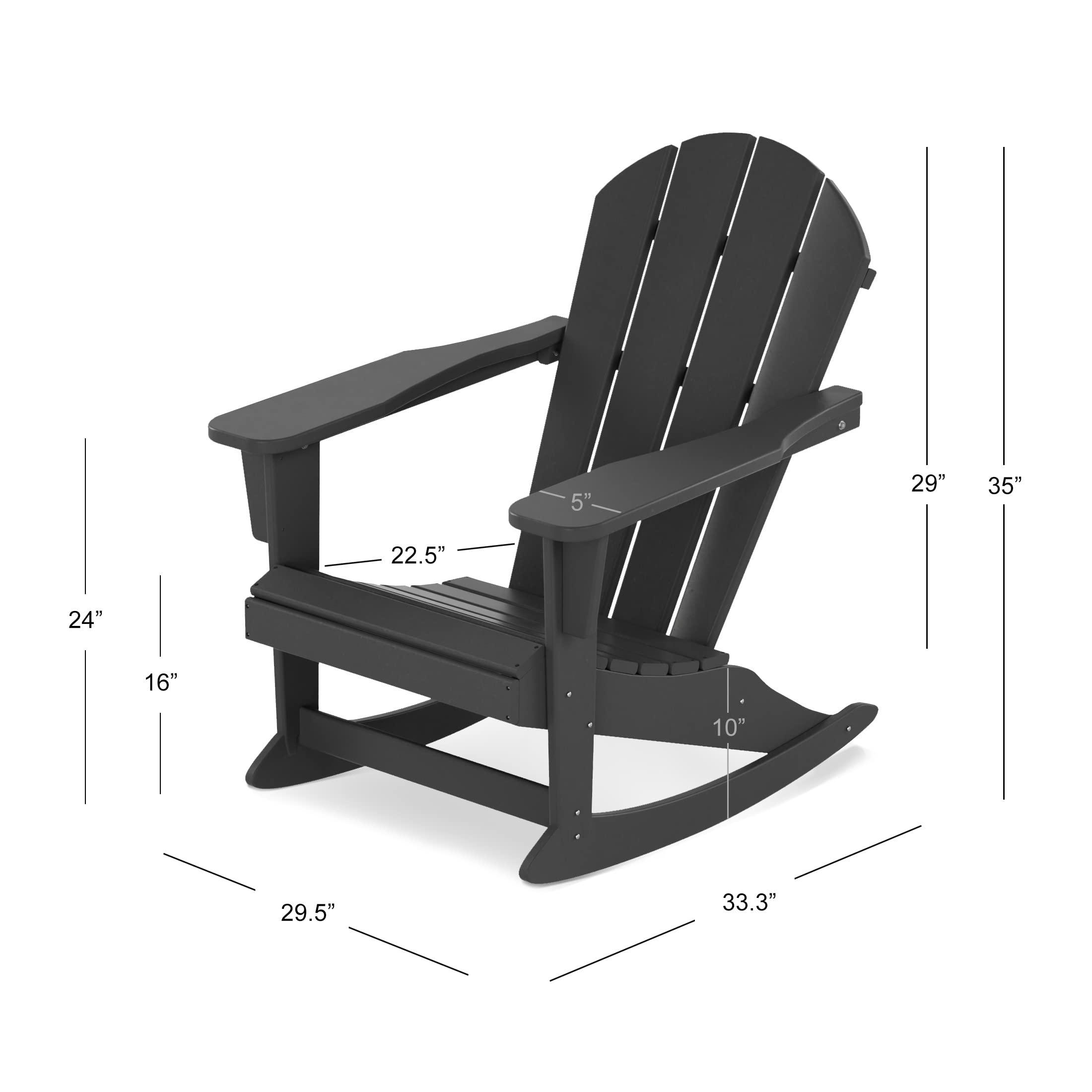 WestinTrends Malibu 2-Piece Outdoor Patio Adirondack Rocking Chair Set (2 Seater) - Durable Polywood Furniture in Dark Brown - Perfect for Backyard, Garden, and Poolside Relaxation