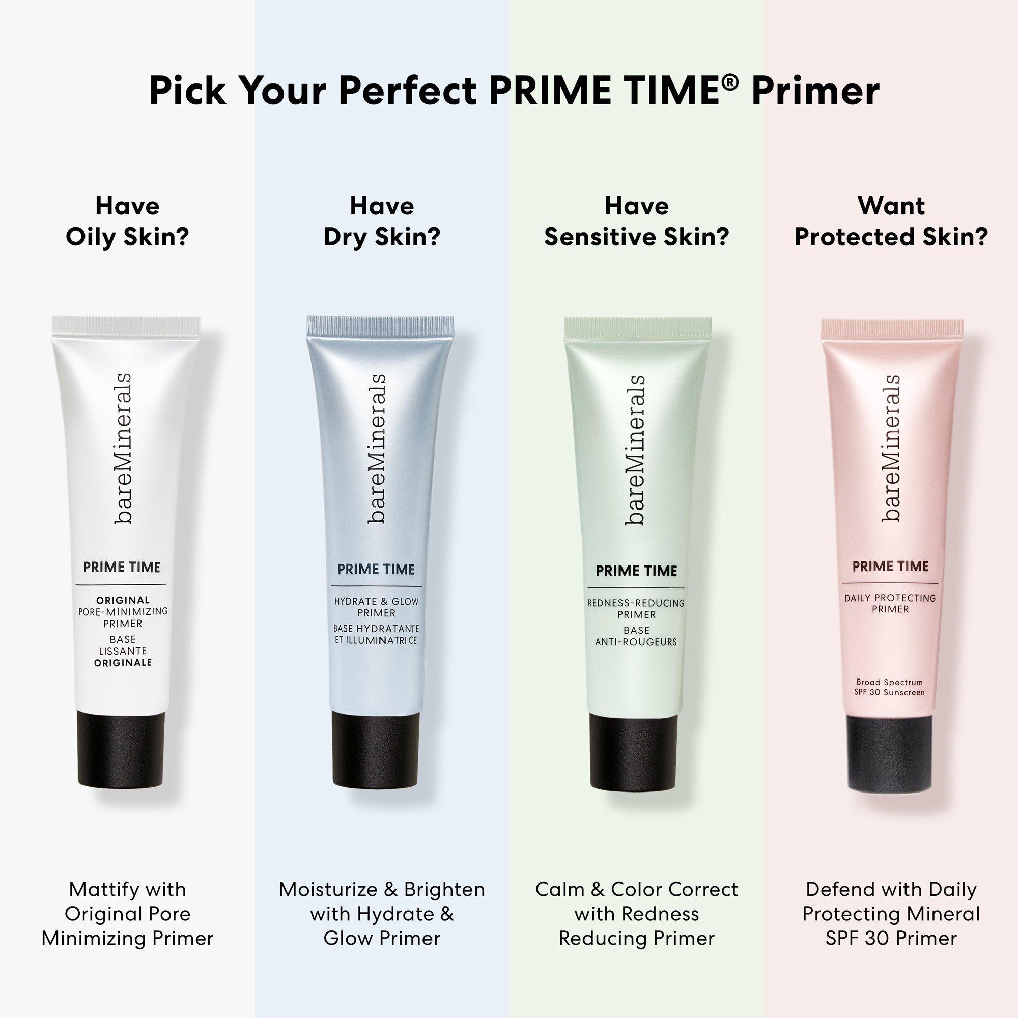 bareMinerals Prime Time Redness Reducing Primer - Oil-Free Face Primer for Sensitive Skin, Minimizes Redness & Blurs Imperfections - Perfect for Daily Makeup Routine & Rosacea-Prone Skin