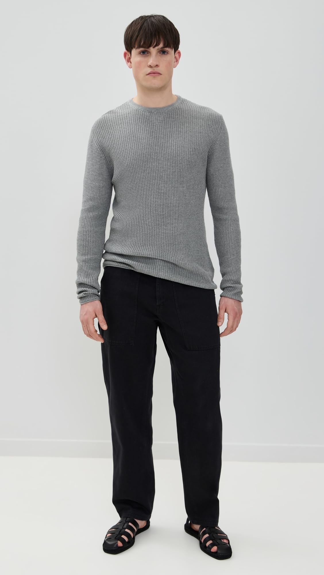 Billy Reid Men's Cotton Cashmere Mini Waffle Crew Neck Sweater | Soft & Warm Winter Pullover for Casual & Business Wear | Perfect for Office, Dates & Holiday Outfits