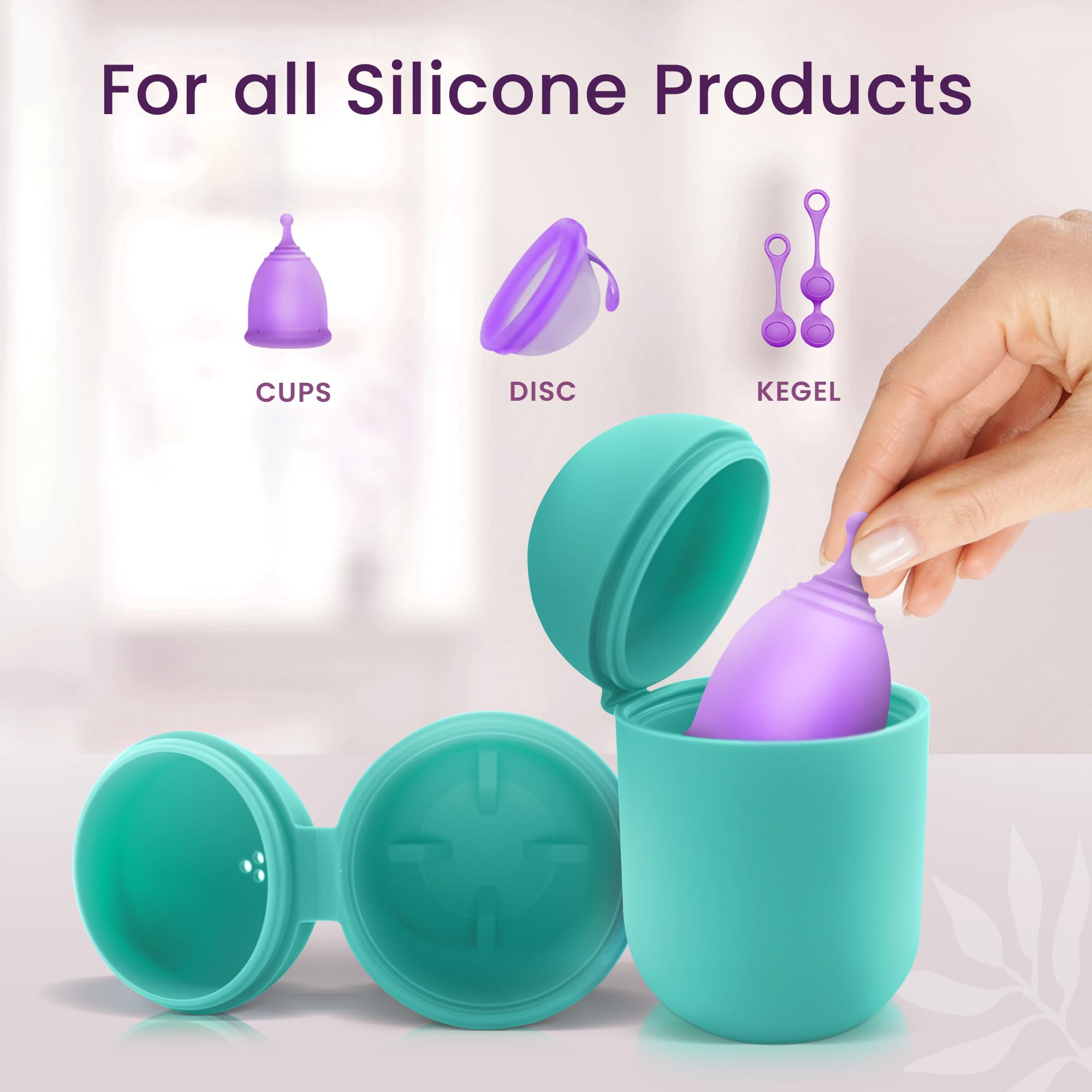 EcoBlossom Reusable Silicone Menstrual Cup Case & Sterilizer - Portable Microwave Steamer for Disc or Cup Cleaning - Hygienic Period Care Solution (Cyan) | Perfect for Travel, Home Use & On-the-Go Sanitization