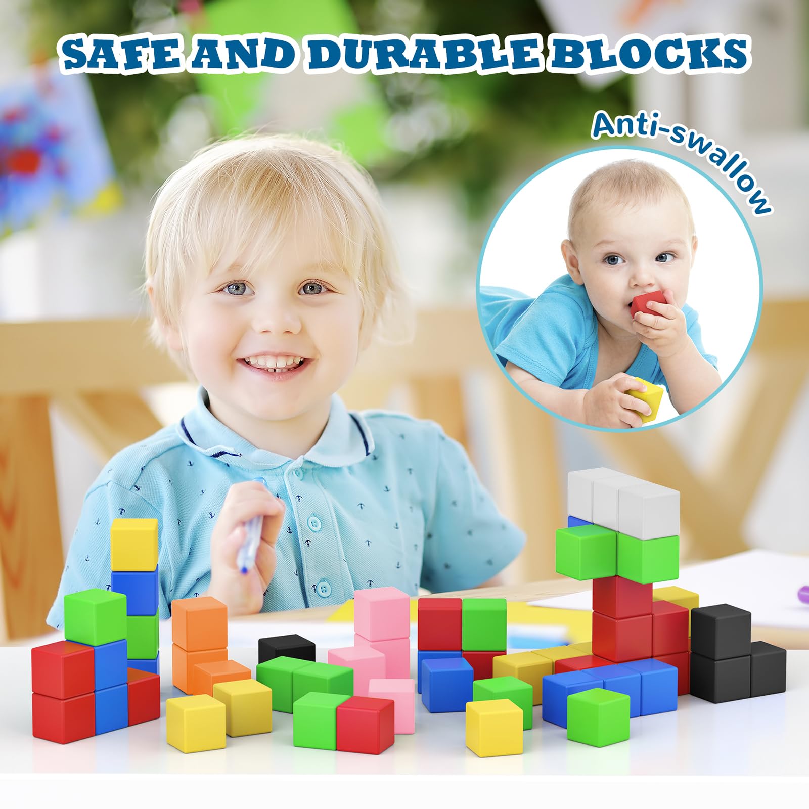 ROMDS 64 PCS Magnetic Building Blocks for Toddlers 3-8 Years - STEM Sensory Toys for Kids Indoor Play
