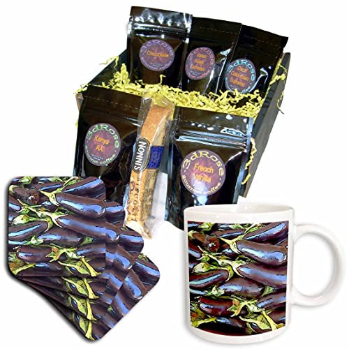 3dRose Artistic Eggplants Black Outline Art Print - Unique Coffee Gift Basket for Home & Office Decor - Perfect for Housewarming, Birthday & Holiday Gifts