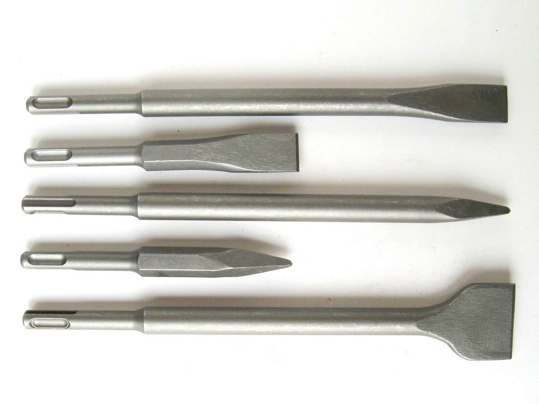 5-Piece Rotary Hammer Drill SDS Plus Bits & Chisel Set for Concrete - Point, Flat & Groove Tools | Ideal for Masonry, Demolition & Construction Projects