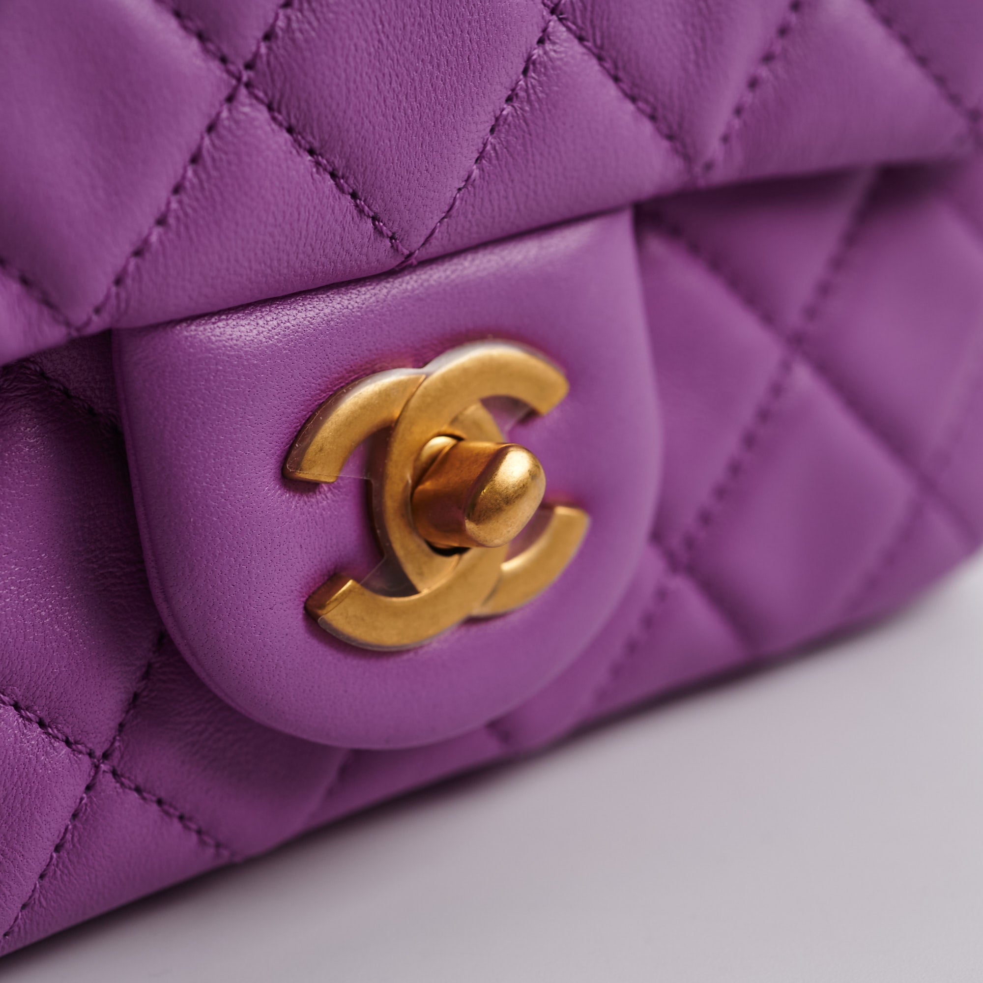 Chanel Purple Pearl Crush Square Lambskin Bag with Microchip - Luxury Designer Handbag for Women, Perfect for Evening Parties & Special Occasions