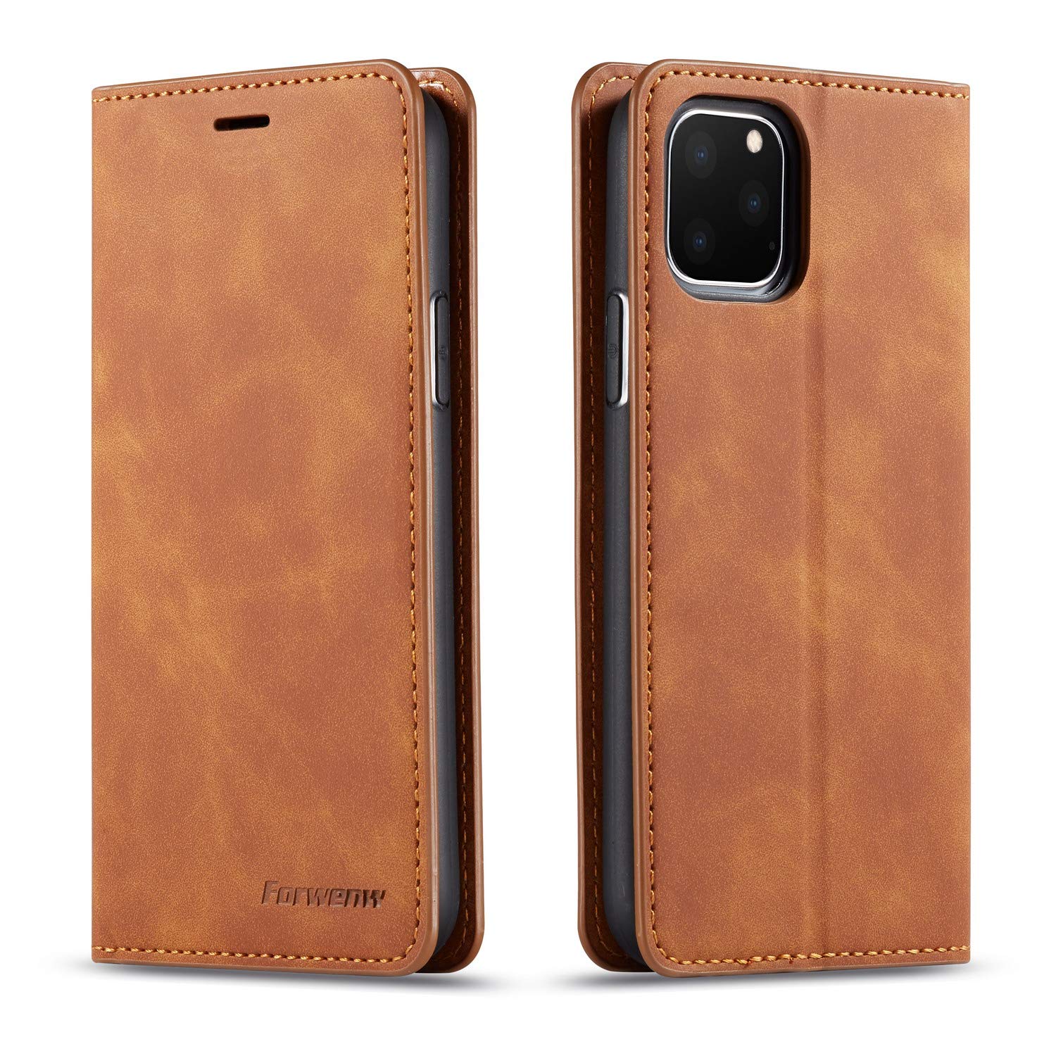 Premium PU Leather Flip Folio Case for iPhone 11 Pro Max - Shockproof Wallet Cover with Kickstand, Card Slot & Hidden Magnetic Closure | 6.5 Inch Protective Case | Perfect for Work, Travel & Everyday Use (Brown)