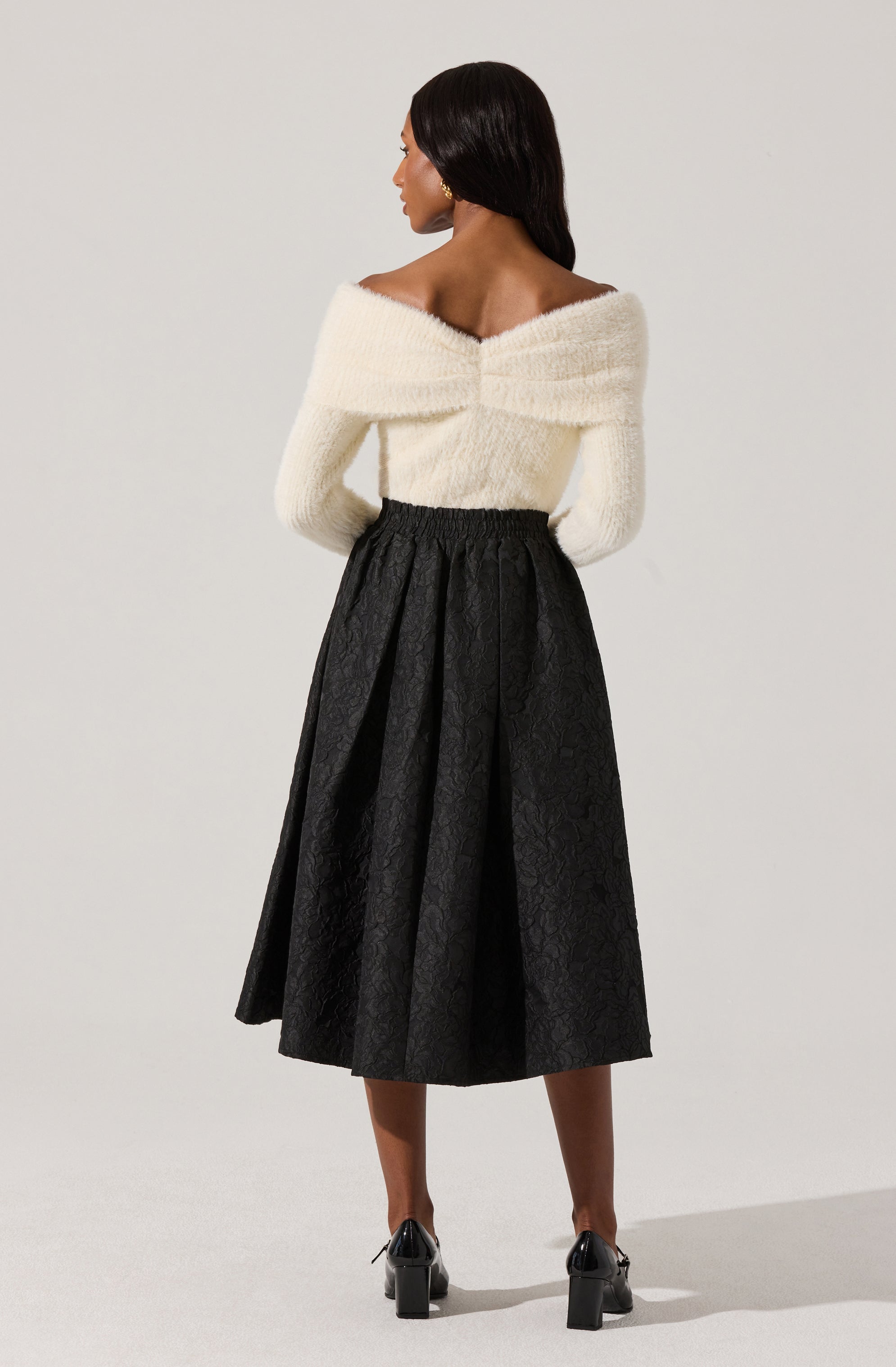 Cozy Fuzzy Knit Off Shoulder Sweater for Women - Soft Winter Pullover Casual Loungewear for Date Night & Coffee Dates