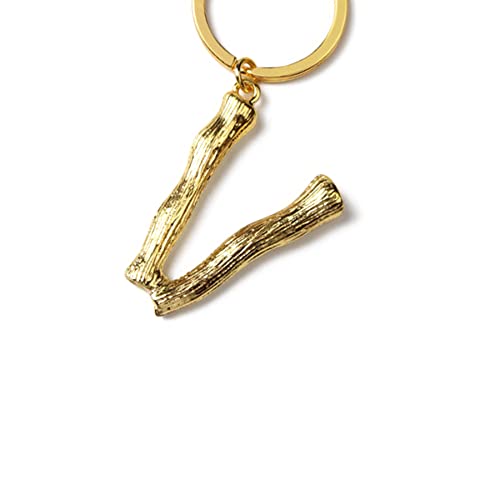 Stainless Steel Alphabet Keychain - Personalized Letter Key Ring for Men & Women - Gold Plated (V) - Perfect for Birthdays, Gifts & Everyday Use