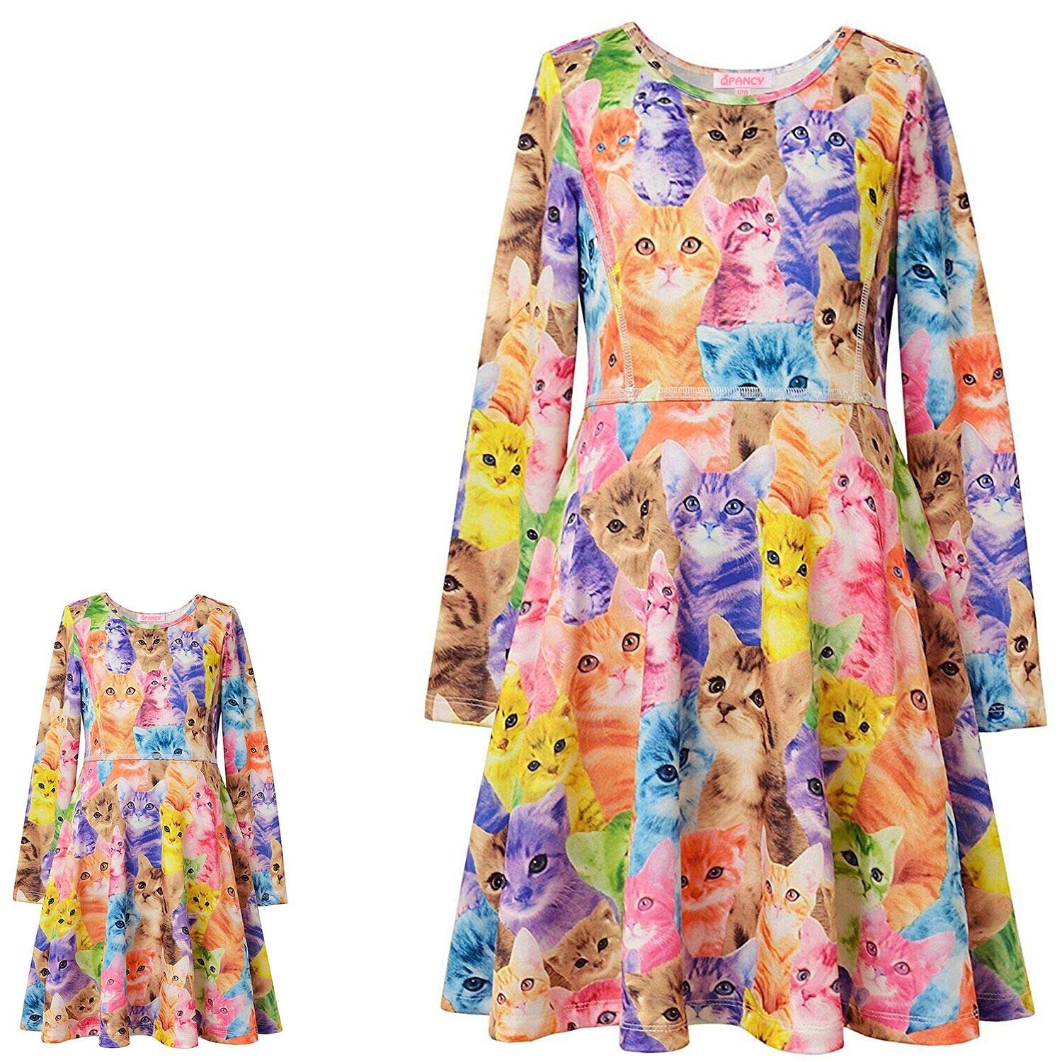 QPANCY Matching Unicorn Dresses for Girls & Dolls - Long Sleeve Cotton Outfits | Perfect for Birthday Parties, Halloween Costumes & Photo Shoots