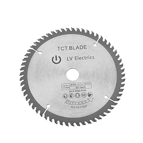 FTVOGUE 165mm TCT Circular Saw Blade - 60 Teeth Hard Alloy Wood Cutting Blade with 1Pcs Reduction Rings for Miter Saws | Perfect for DIY Projects, Woodworking, and Precision Cutting (Silver)