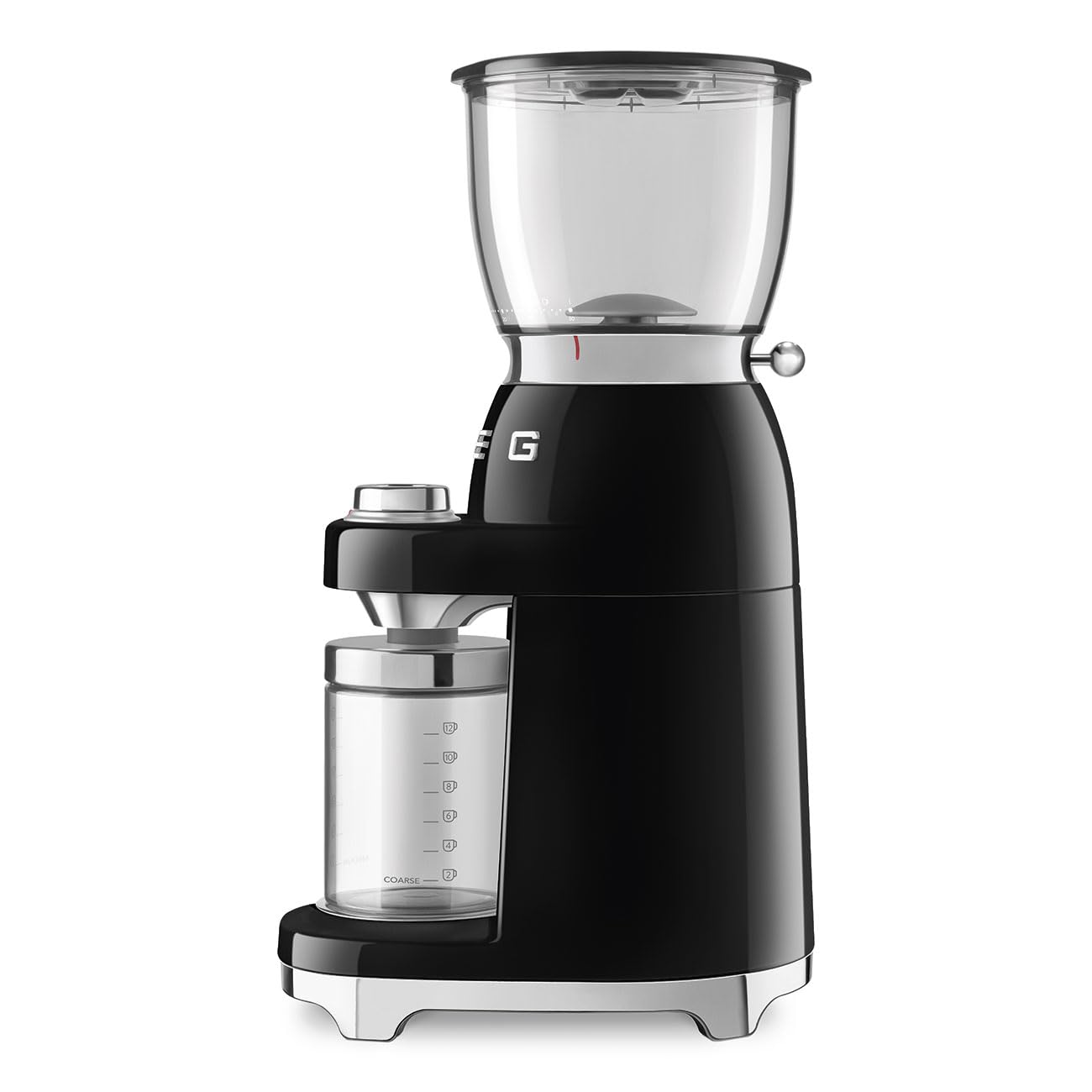 SMEG Retro Electric Coffee Grinder for Fresh Ground Coffee - Stainless Steel Blades, Adjustable Coarseness, Black - Perfect for Home, Office & Espresso Bars