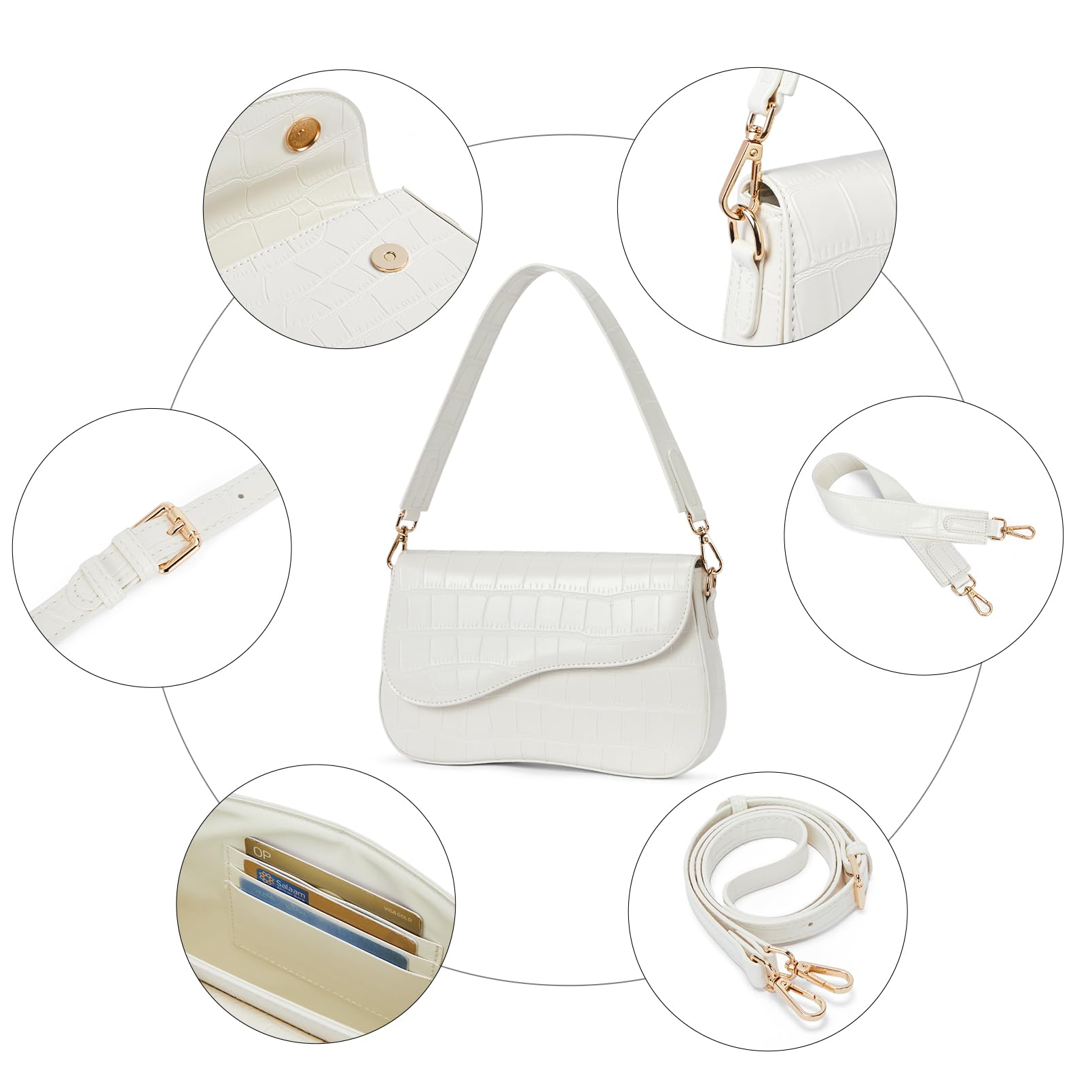 Telena Vegan Leather Shoulder Bag for Women - Crossbody Purse with 2 Removable Straps | Fashionable Handbag for Work, Travel & Everyday Use