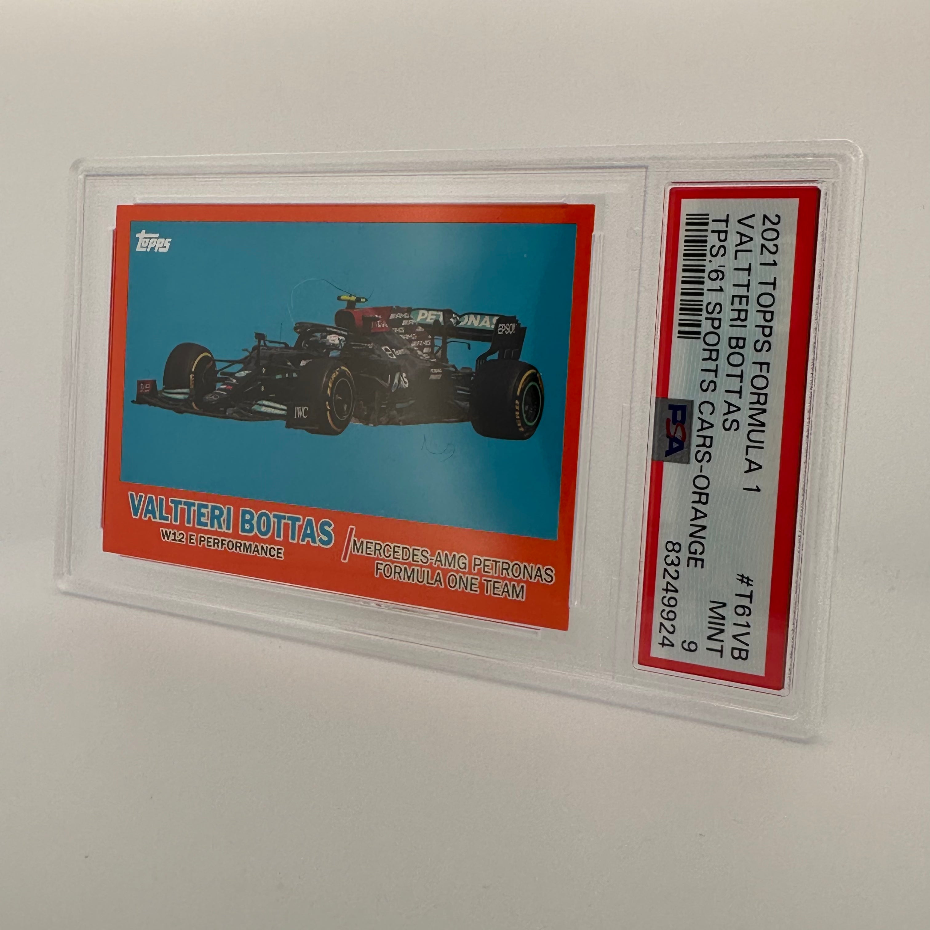 PSA 9 Graded 02/25 Valtteri Bottas 1961 Sports Cars Trading Card #T61VB Orange - Perfect for Collectors, Racing Fans & Memorabilia Displays