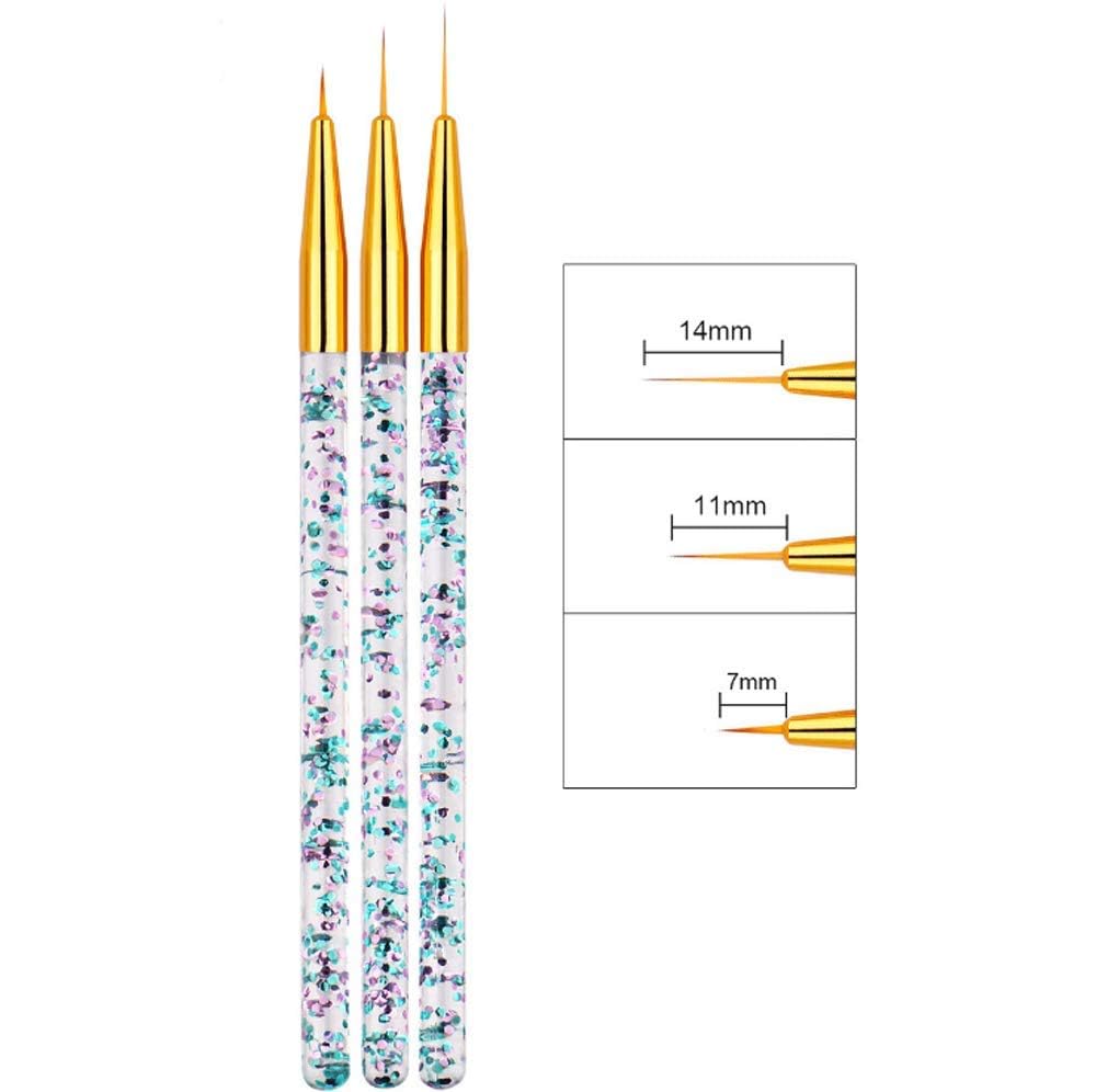 NAILWIND 3-Piece Nail Art Liner Brush Set for UV Gel & Acrylic Nails - Professional Nylon Brushes (7mm, 9mm, 11mm) - Perfect for Salon, Home Manicure & Nail Design Artistry