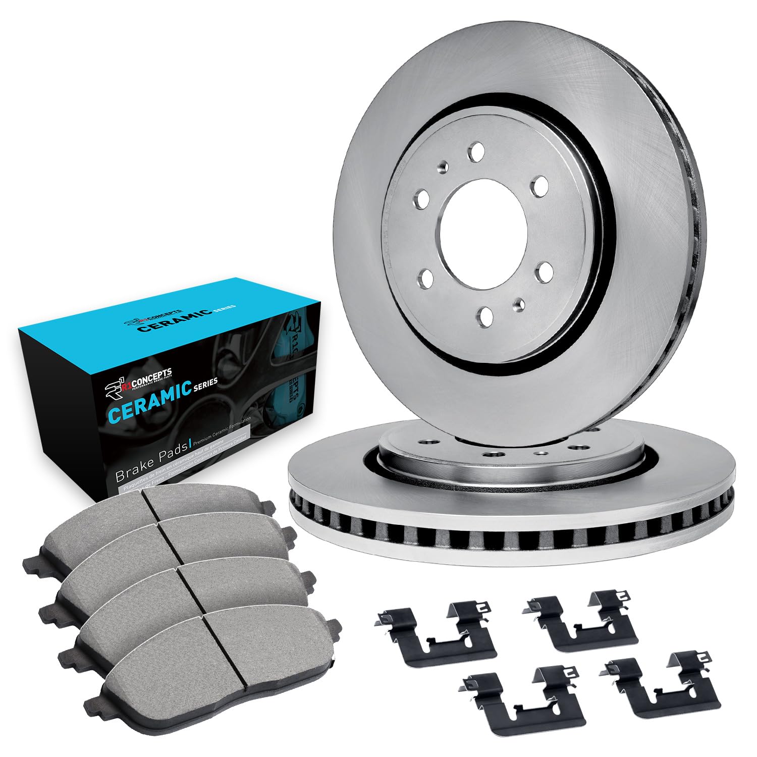 R1 Concepts Rear Brake Pads and Rotors Kit - Ceramic Brake Pads & Rotors with Hardware Kit - Compatible with 2015-2017 Ford F-150 - Perfect for Smooth Braking & Enhanced Safety on Highways & Off-Road Adventures