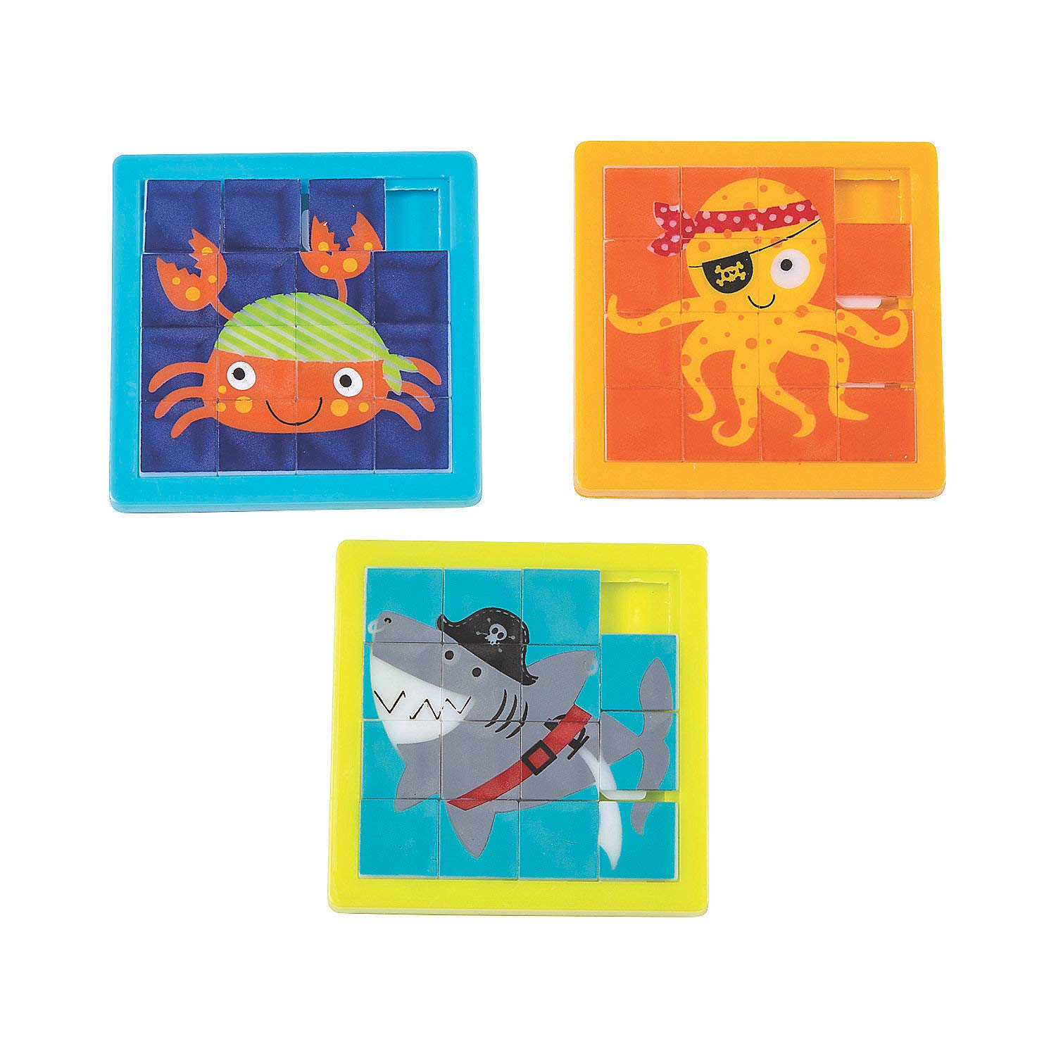 Fun Express Pirate Animals Slide Puzzle - 12 Piece Educational Toy for Kids - Perfect for Birthday Gifts, Classroom Activities & Travel Games