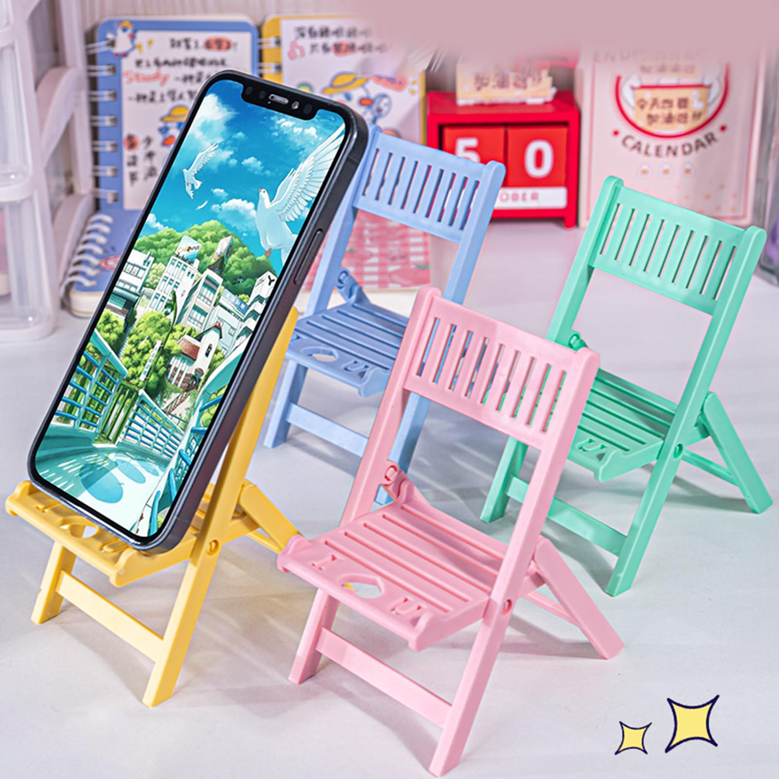 Ergonomic Chair-Shaped Phone Stand for Desk - Adjustable Height, Universal Phone Holder for iPhone, Samsung & All Smartphones - Perfect for Office, Home & Video Calls