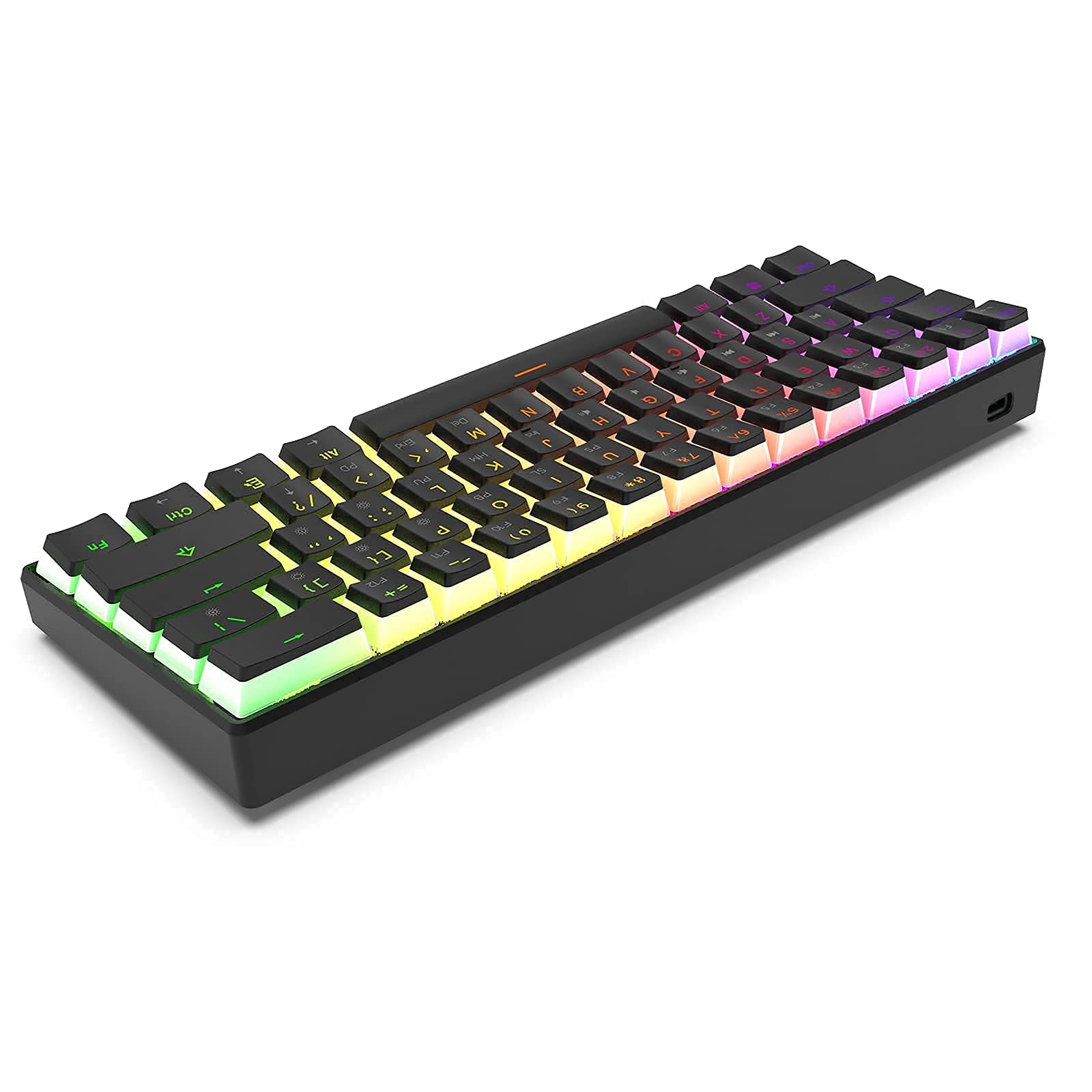 GK GAMAKAY MK61 61-Key RGB Gaming Keyboard - Gateron Optical Switches, Pudding Keycaps, Waterproof (Yellow Switch V2) for Esports & Office