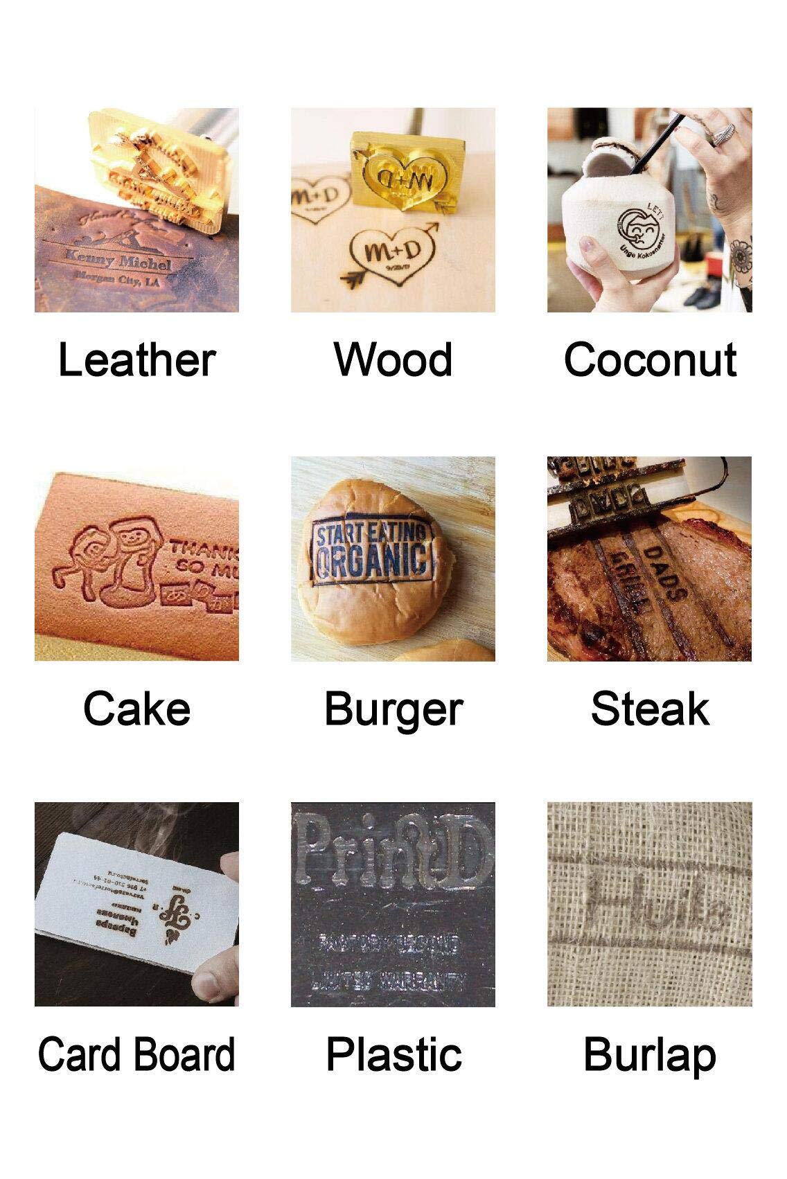 Custom Logo Wood Branding Iron - Durable Leather & BBQ Heat Stamp with Handle - Wedding Arrow & Hearts Design - Perfect for DIY Crafts, Leatherworking & Personalized Gifts