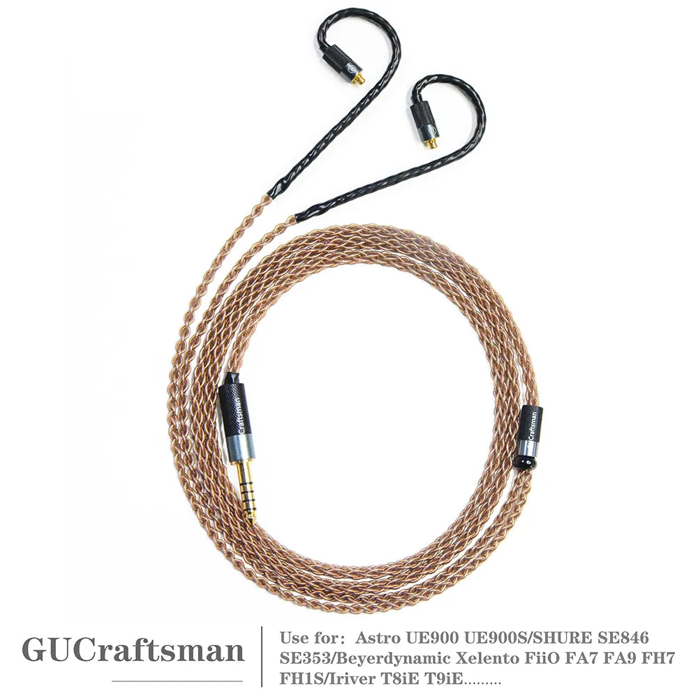 Premium GUCraftsman 6N Single Crystal Copper MMCX Upgrade Cable for Shure SE846, Beyerdynamic Xelento, T8iE, T9iE, DK3001Pro, UE900S - High-Fidelity Audio for Audiophiles & Music Lovers