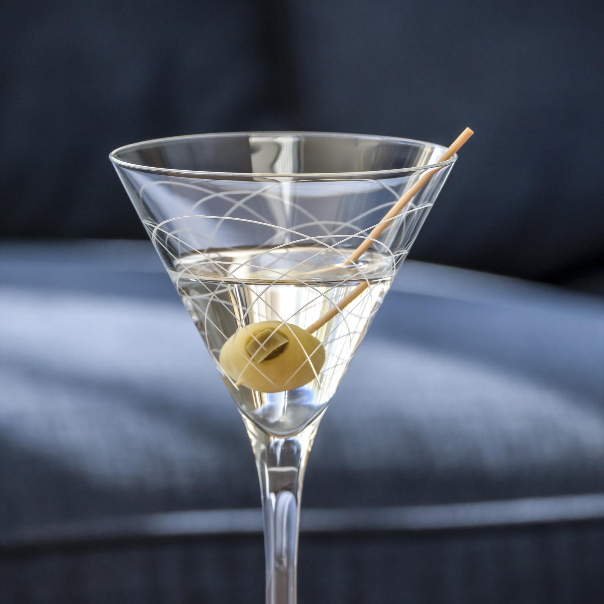 Rolf Glass Mid-Century Modern Martini Cocktail Glasses Set of 4 | 7.5 oz Lead-Free Crystal Clear Stemware | Diamond-Wheel Engraved Barware | USA Designed for Elegant Cocktail Parties & Home Entertaining