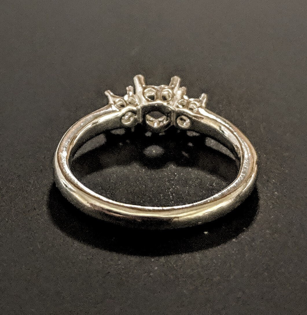 14K Gold or Sterling Silver Three Stone Ring Blank - Size 7 Round Pre-Notched Shank Setting (143821/163821) - Perfect for Jewelry Making, Engagement Rings & Custom Designs