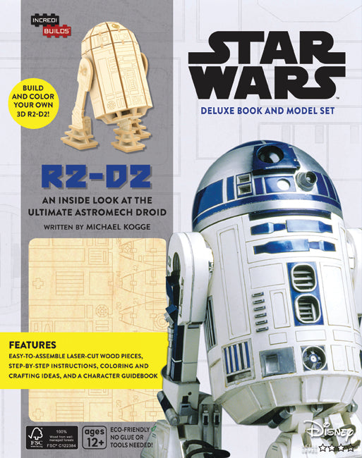IncrediBuilds Star Wars R2-D2 Deluxe Book and Model Kit - DIY 3D Wooden Puzzle for Kids & Adults, Perfect for Collectors & Star Wars Fans - Great for Gifts, Home Decor, and Educational STEM Activities