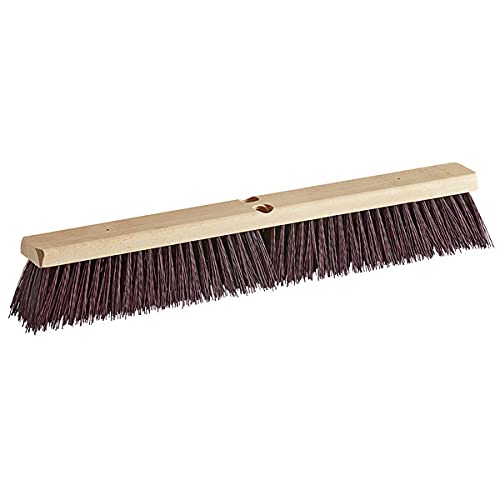 2-Pack 24-Inch Heavy Duty Hardwood Push Broom with Maroon Crimped Polypropylene Bristles - Outdoor Cleaning Broom for Driveway, Garage, Deck & Patio - Durable Storage Brush for Commercial & Home Use