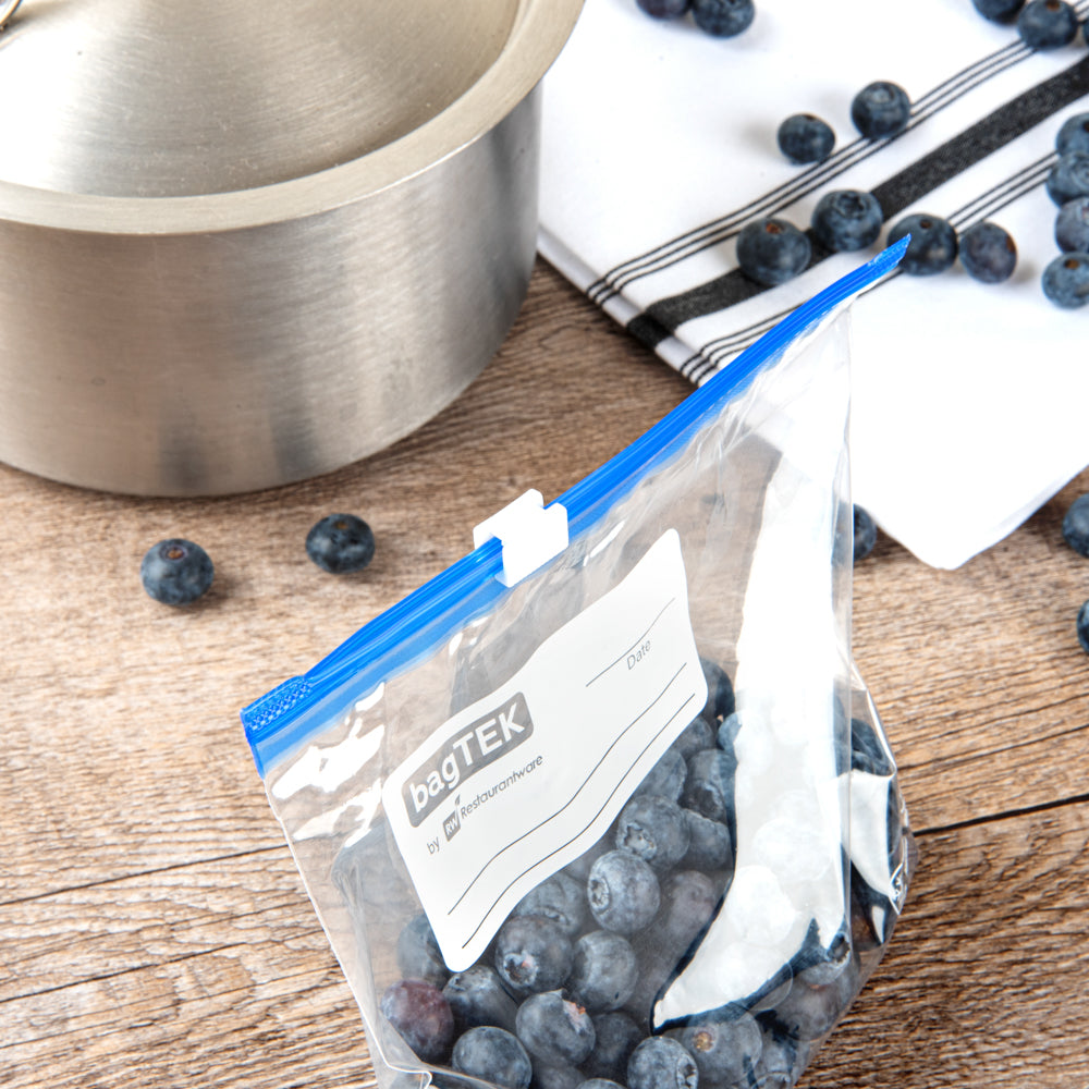 BPA-Free Pint Size Clear Plastic Slider Freezer Bags - Expandable Bottom, Write-On Label (6.5