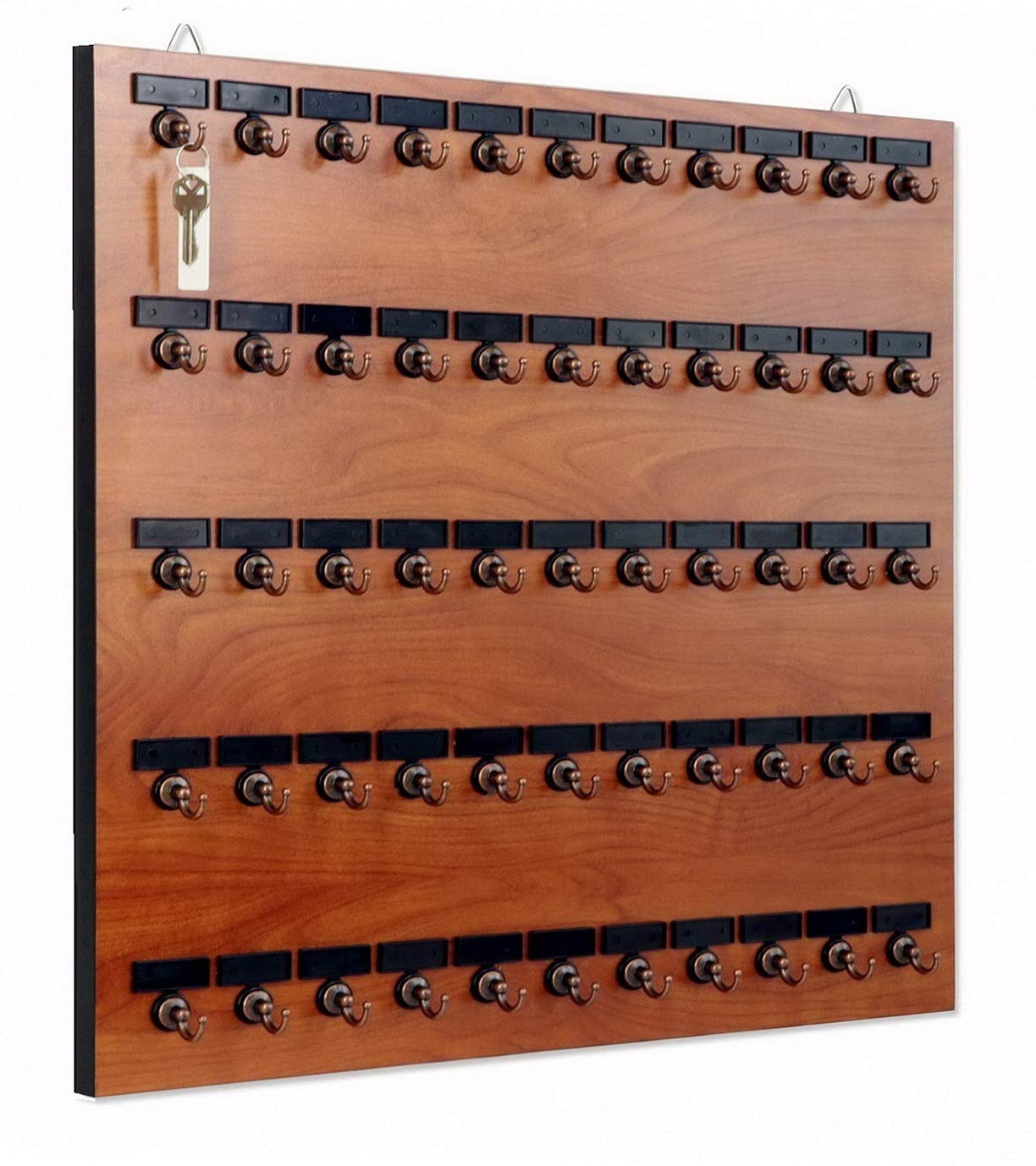 Premium Wall Mounted Key Holder with 55 Metal Hooks - Custom Nameplate & 60 Key Tags Included (Made in USA) - Perfect for Home Entryway, Office & Mudroom Organization