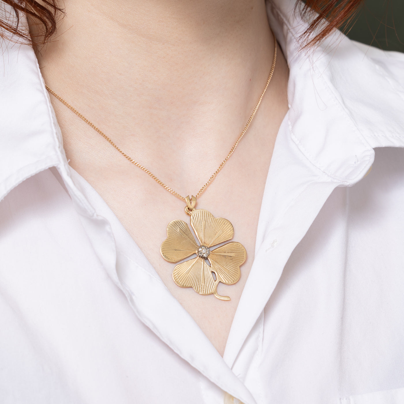 0.08ctw Diamond Four Leaf Clover Pendant Necklace - Elegant Jewelry Gift for Women, Perfect for St. Patrick's Day & Special Occasions