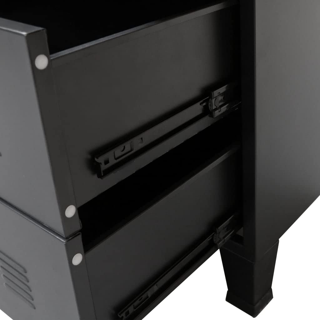 vidaXL 4-Drawer Metal Storage Cabinet - Industrial Style Sideboard with Air Vents & Metal Handles - 30.7