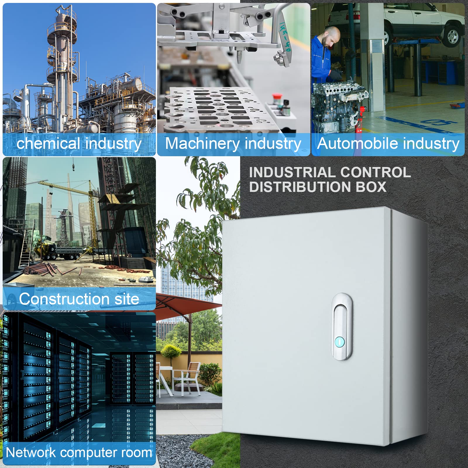 Steel Electrical Junction Box - Indoor & Outdoor Waterproof & Dustproof Metal Enclosure with Safety Locks & Mounting Plates | Universal Electric Equipment Protection for Home, Garage & Industrial Use