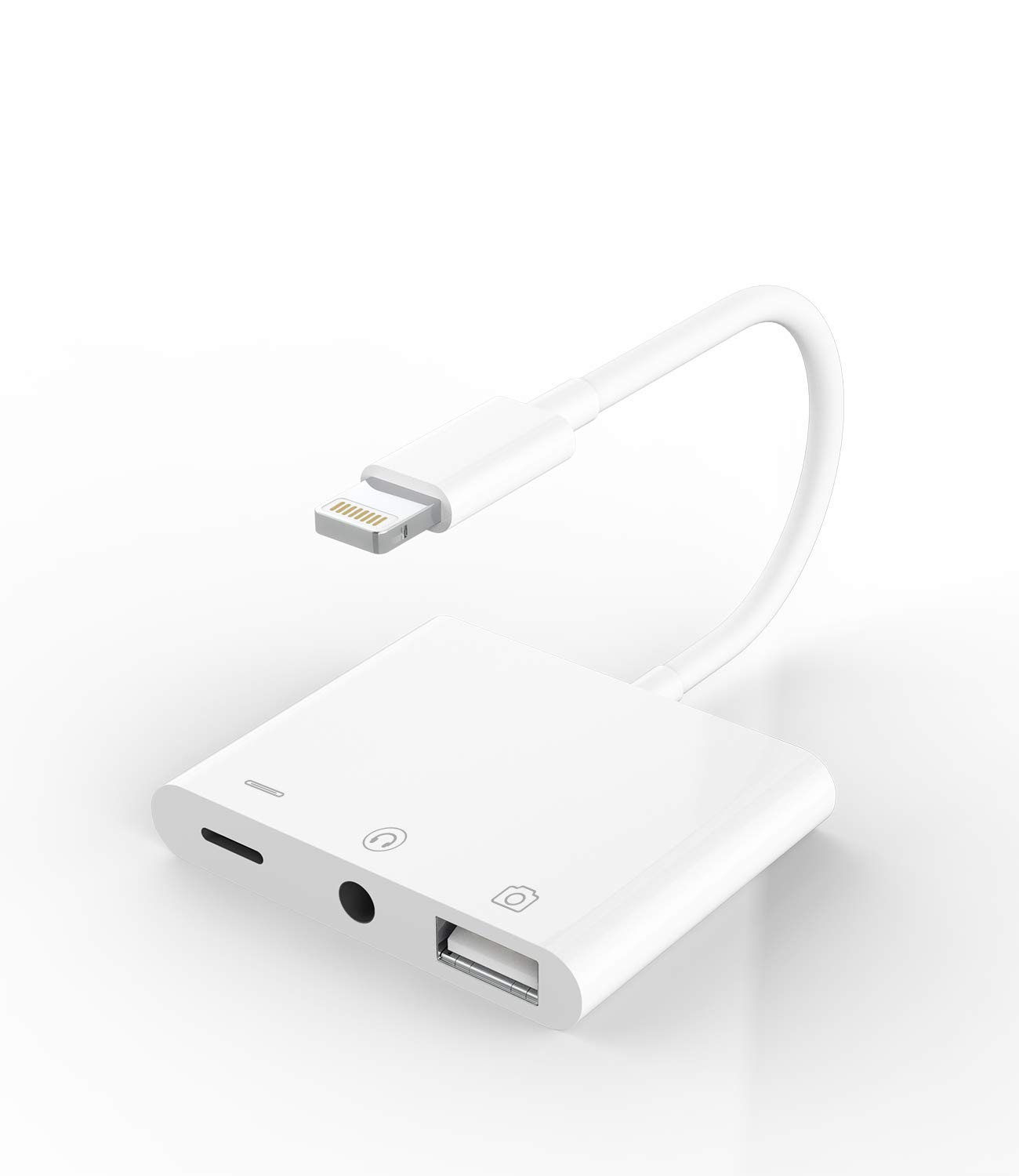 Apple Certified Lightning to 3.5mm Headphone Adapter & USB Charger Extender - iPhone Audio Jack Dongle, OTG Cable for Earphones, Camera & Memory Connector - Perfect for Music, Charging & Data Transfer