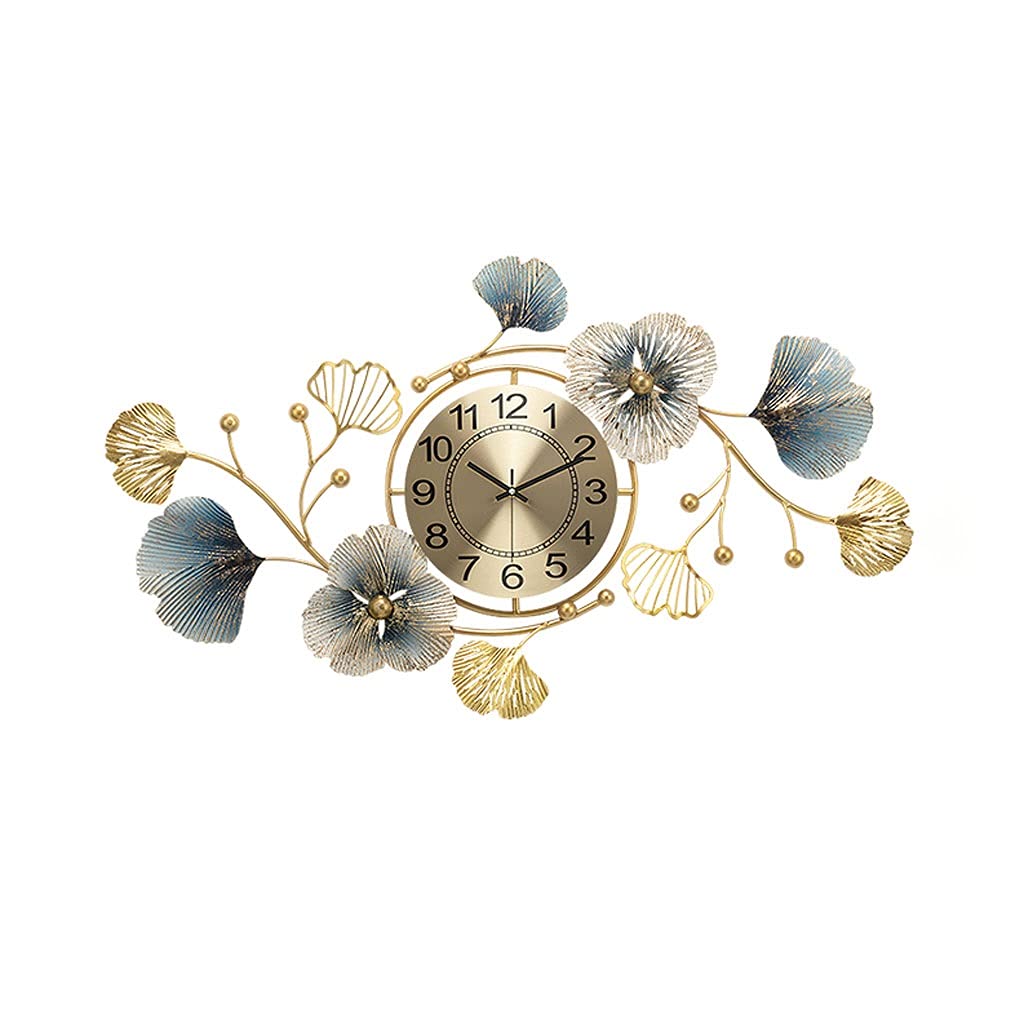 TOMYEUS Chinese Style Wall Clock - Elegant Luxury Ginkgo Leaf Design for Living Room, Bedroom & Office Decor - Small Size (Color B) - Perfect for Home, Office & Gifts
